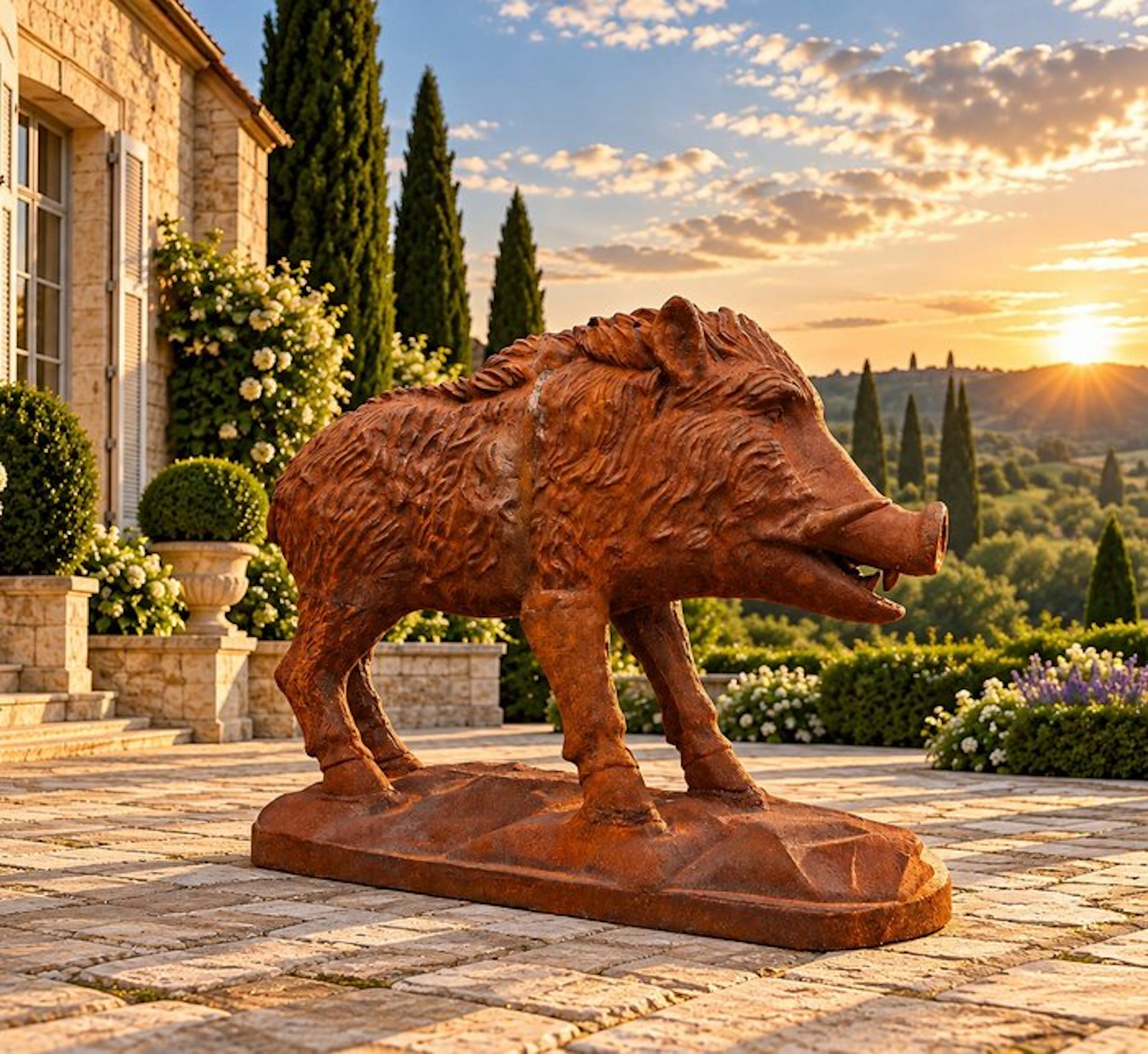 Statue, XXL Iron Wild Boar - 150kg - 83.5 cm - Cast iron - 2026