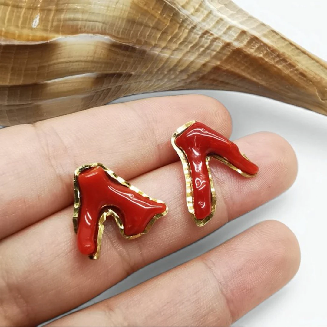 Coral - Sterling Silver 925 - Earrings