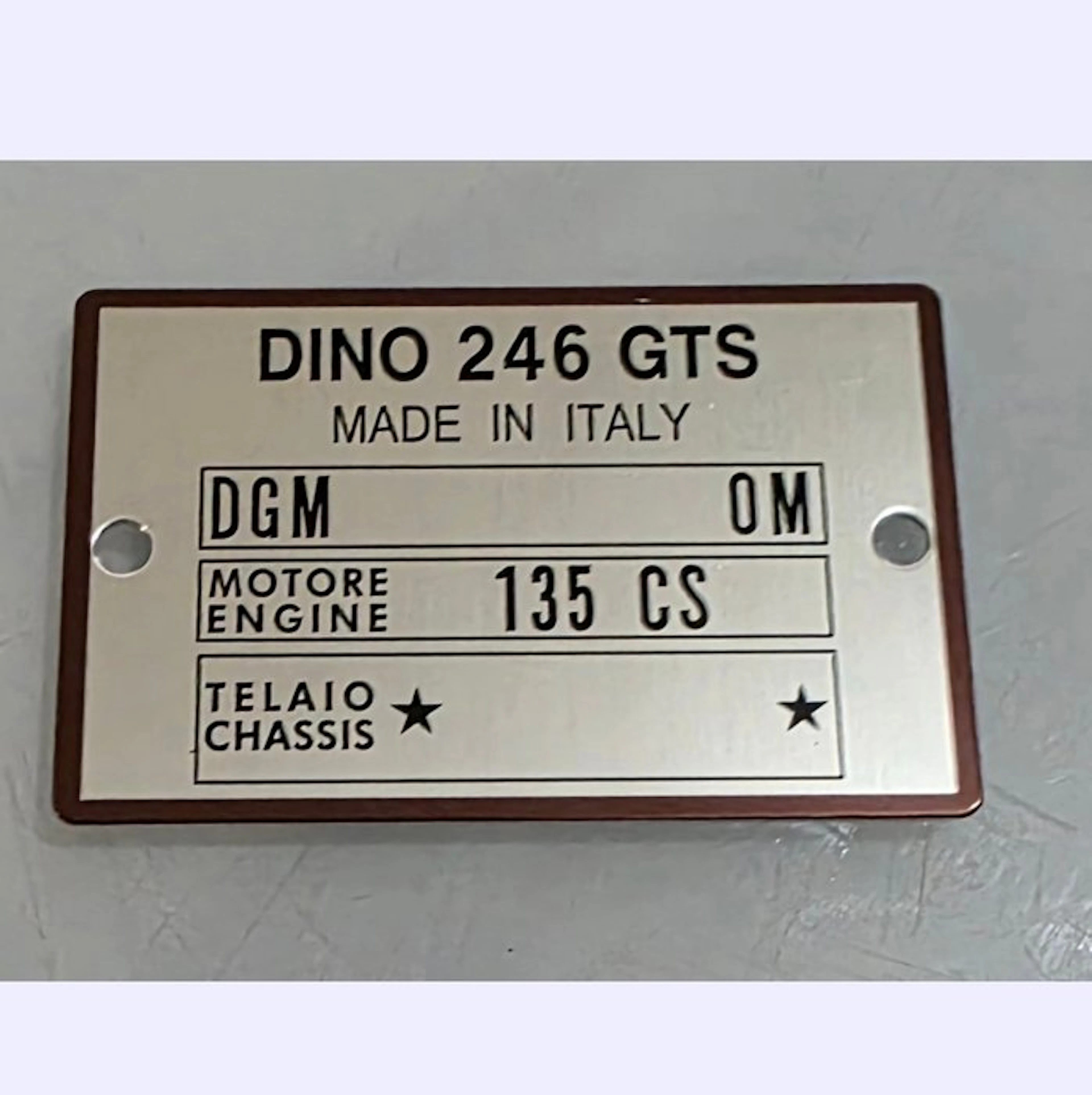 Ferrari 246 Dino GTS chassis plate (Targhetta...