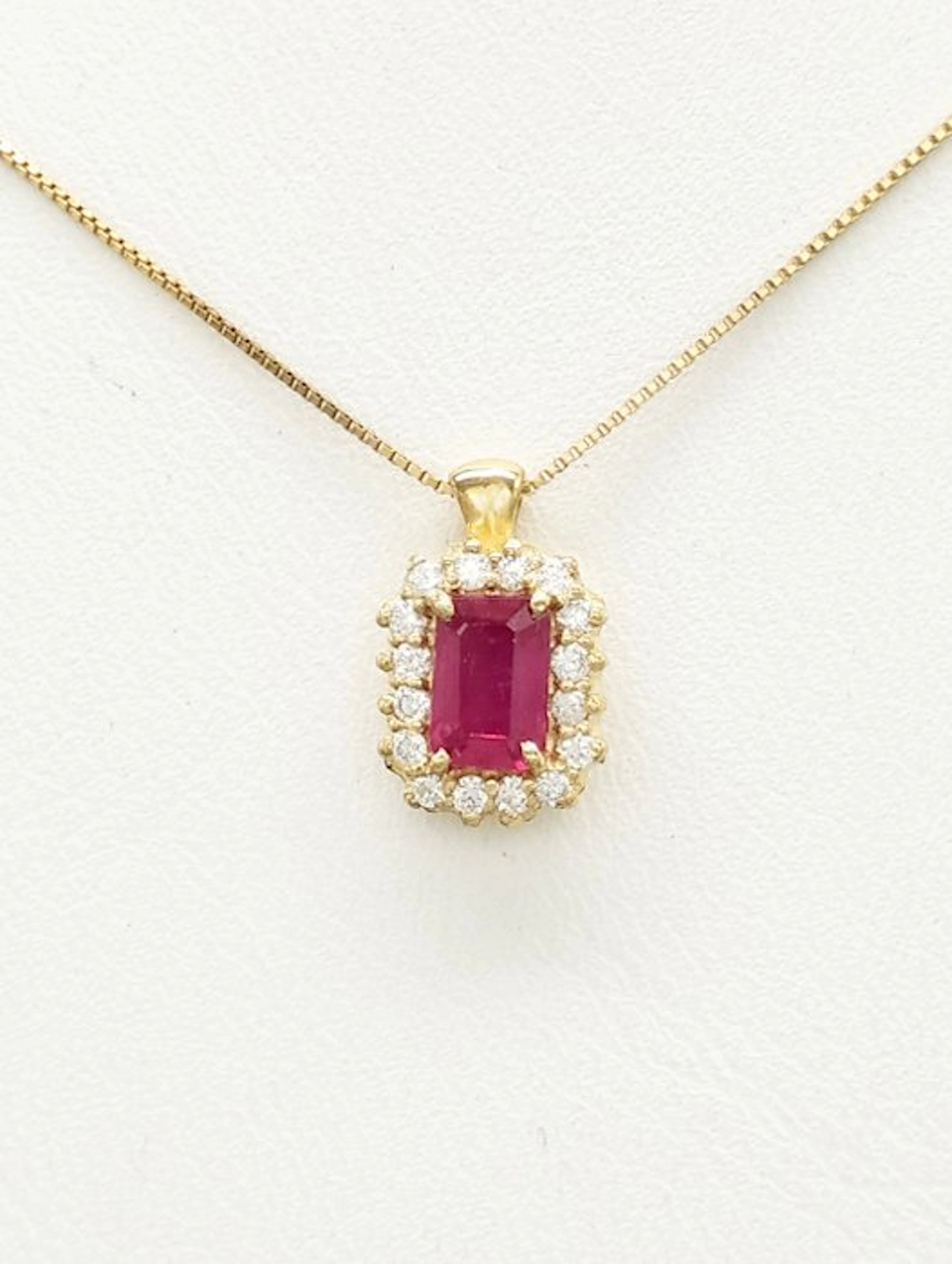 No reserve price - Necklace - 14 kt. Yellow gold Ruby - Diamond