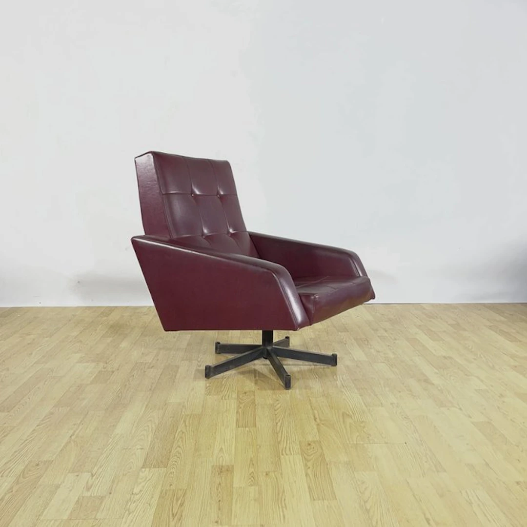 Armchair - Steel, Synthetic leather - Rockabilly Bordeaux