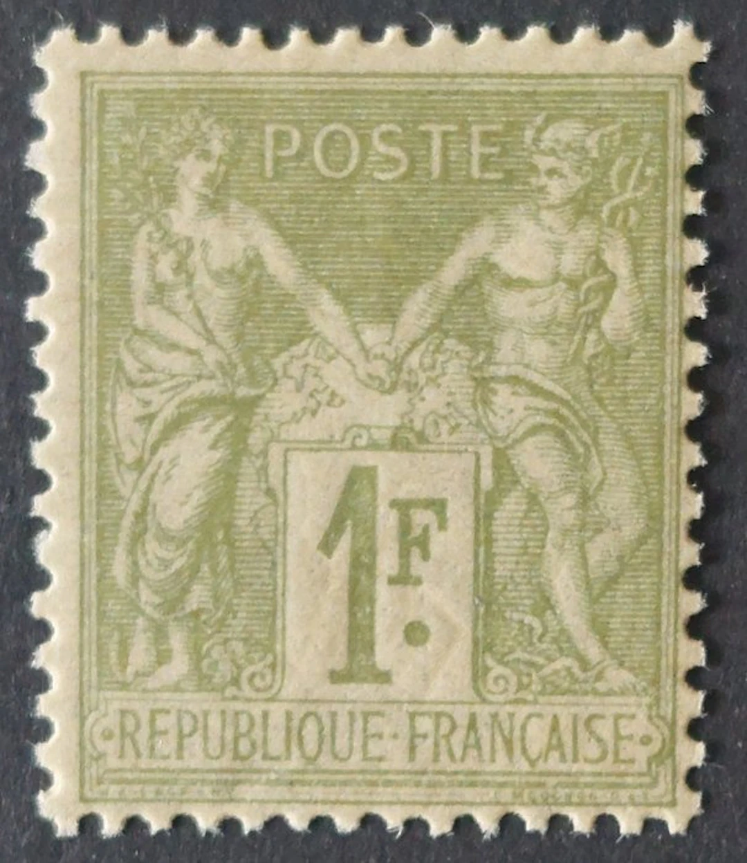 France 1883 - Sage, Type II, 1 fr. light olive, luxe** - Yvert 82
