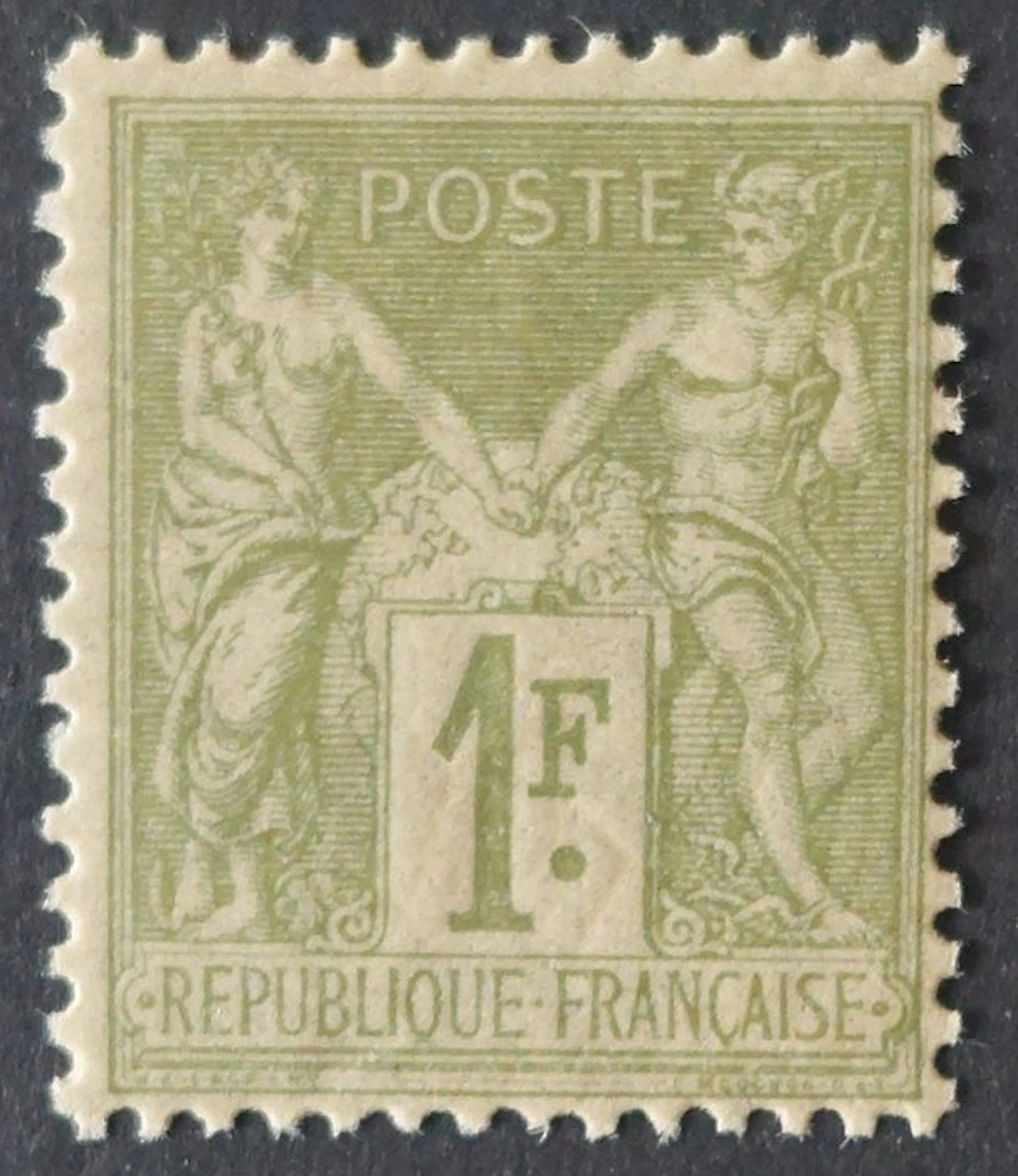 France 1883 - Sage, Type II, 1 fr. light olive, luxe** - Yvert 82