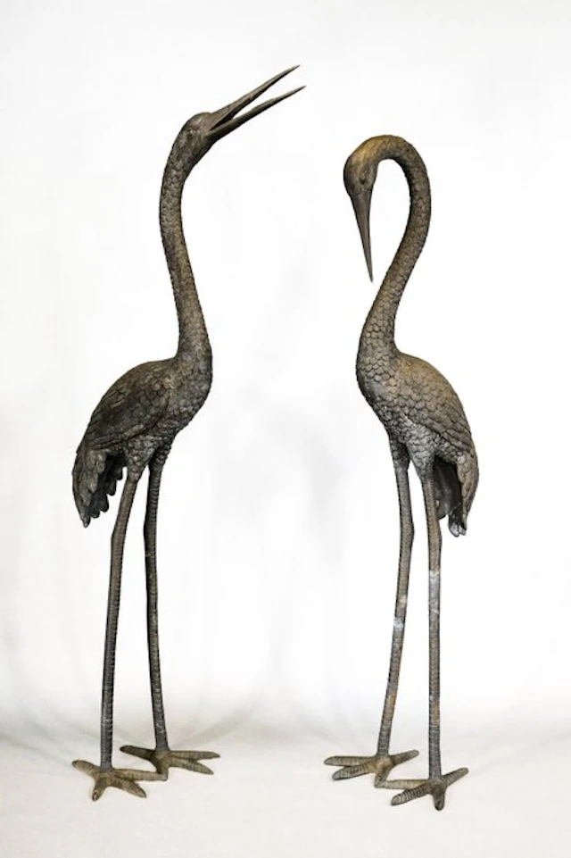 Metal - A monumental pair of Japanese garden ornaments...