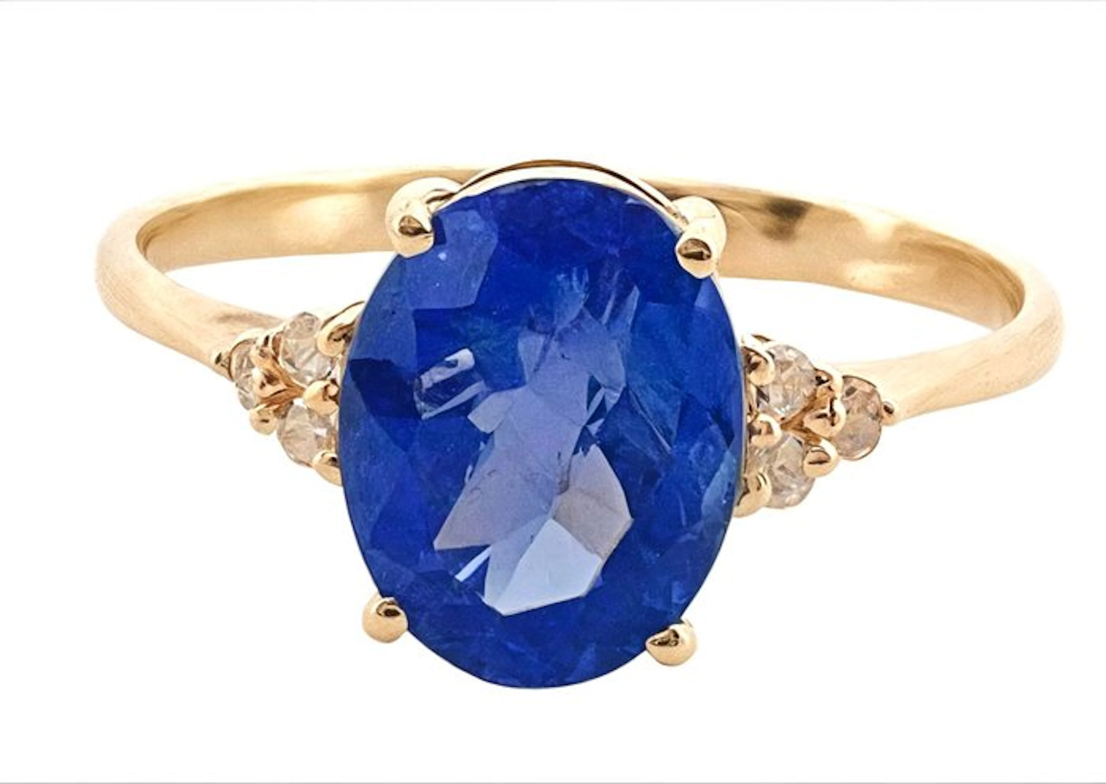 No reserve price - Ring - 14 kt. Yellow gold Tanzanite - Diamond