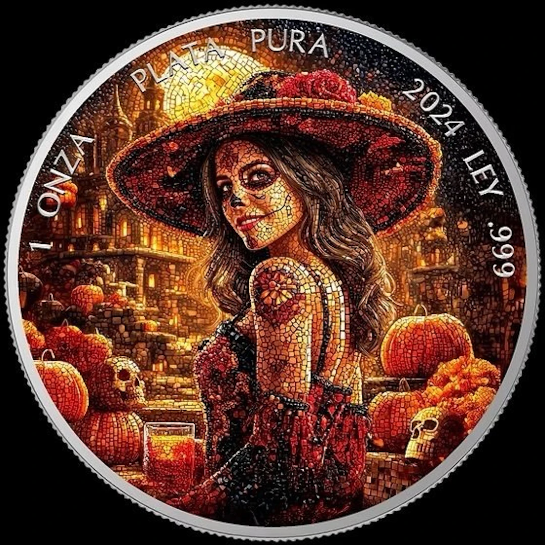 Mexico. 1 Onza 2024 Mosaic - Dia de los Muertos , 1 Oz (.999)