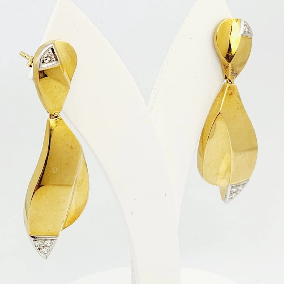 Earrings - 18 kt. Yellow gold, White gold - 0.28ct. tw. Diamond (Natural)
