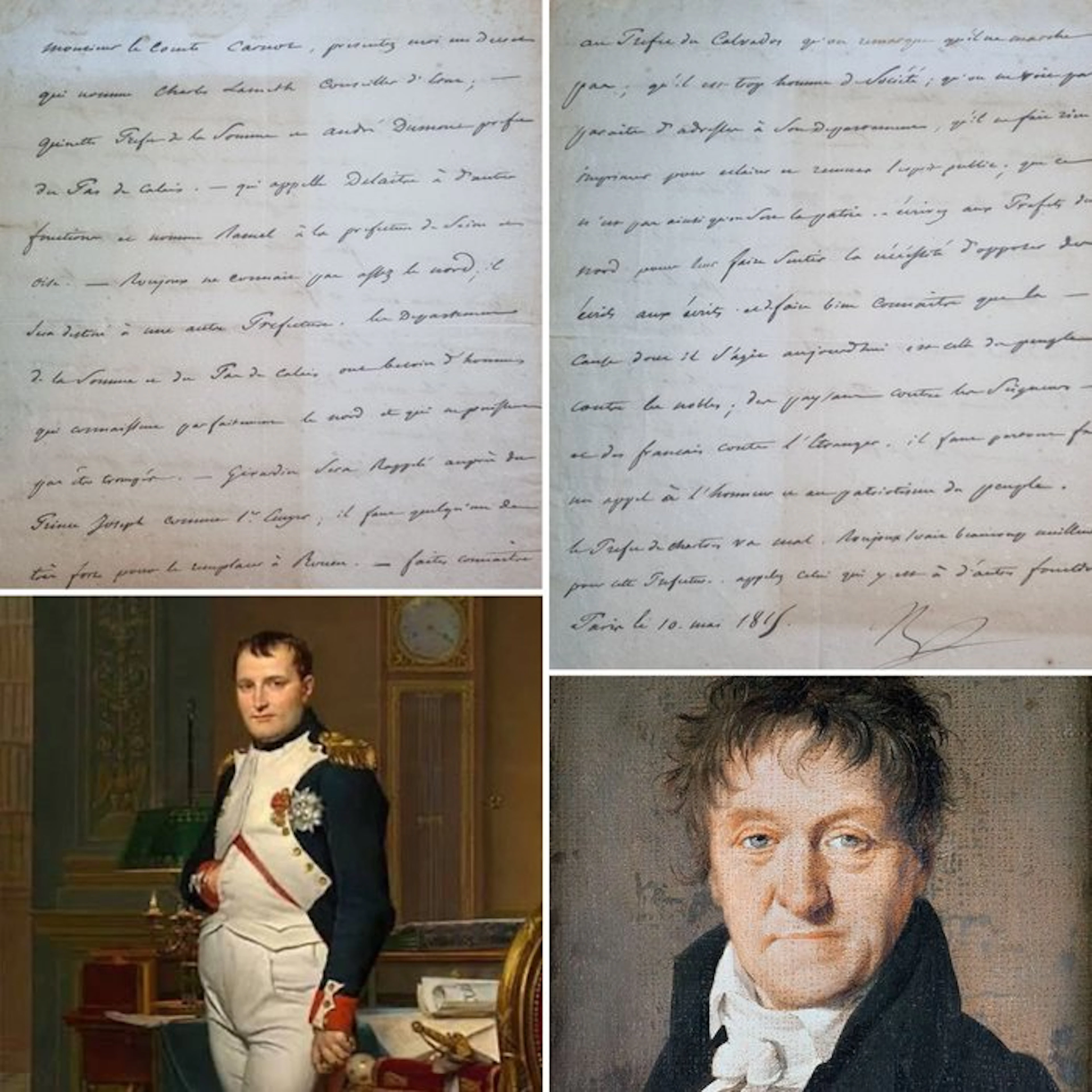 Napoléon Bonaparte - Importante lettre signée à Lazare Carnot - 1815