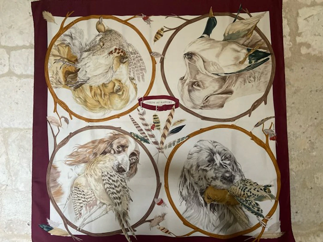 Hermès - " Chiens au Rapport" par Carl de Parcevaux 1987 - Scarf