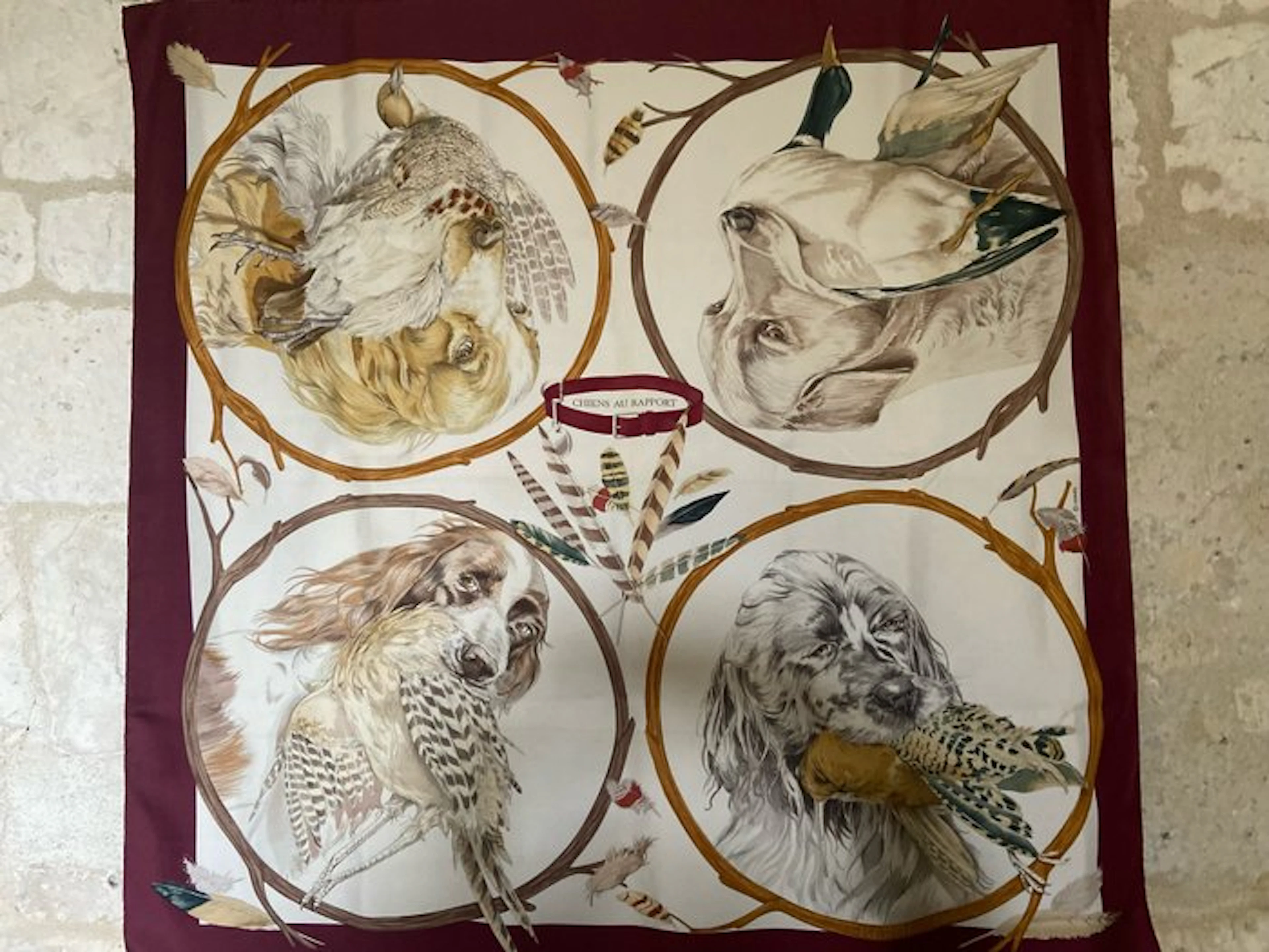 Hermès - " Chiens au Rapport" par Carl de Parcevaux 1987 - Scarf