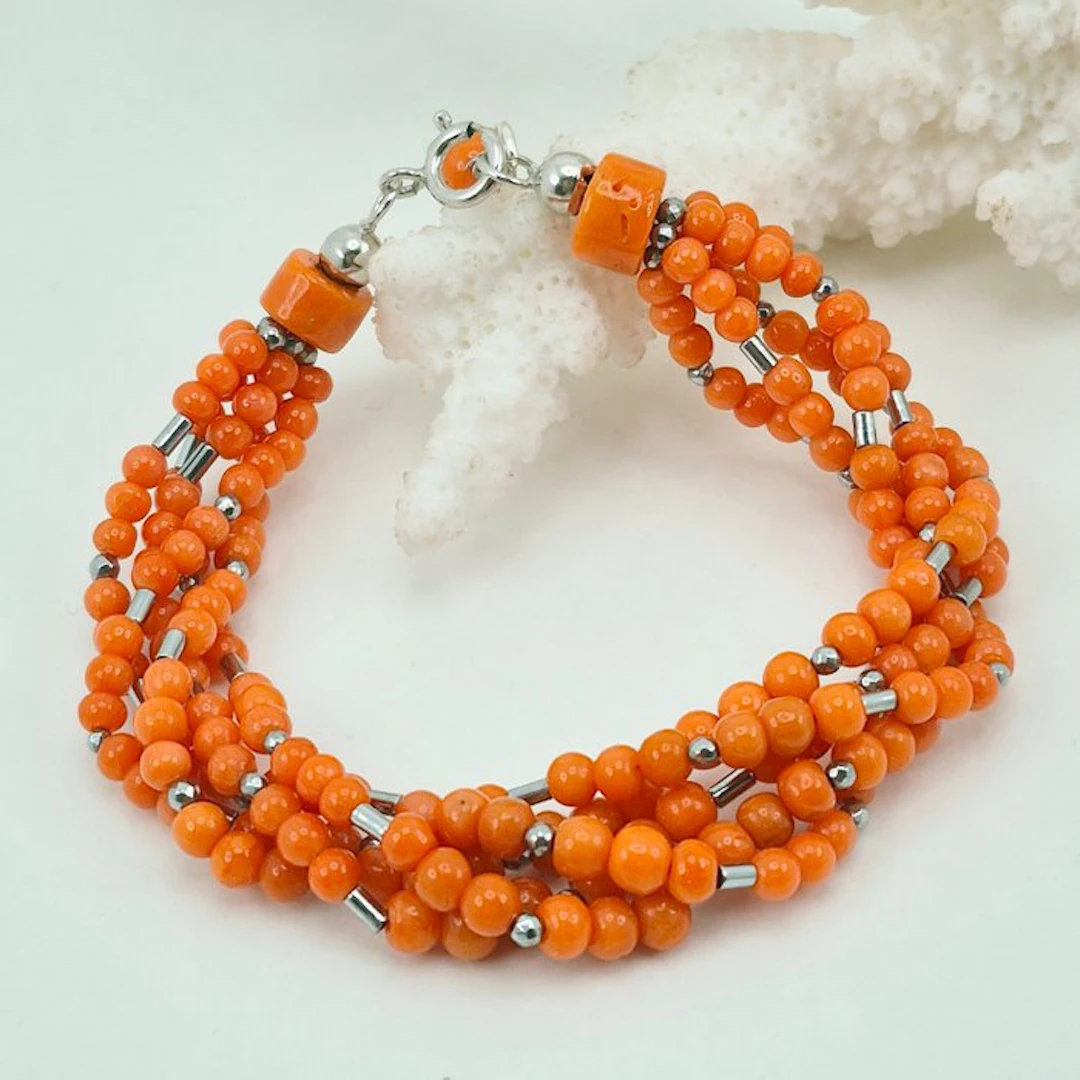 Coral - Silver - Bracelet - CORALLO MEDITERRANEO