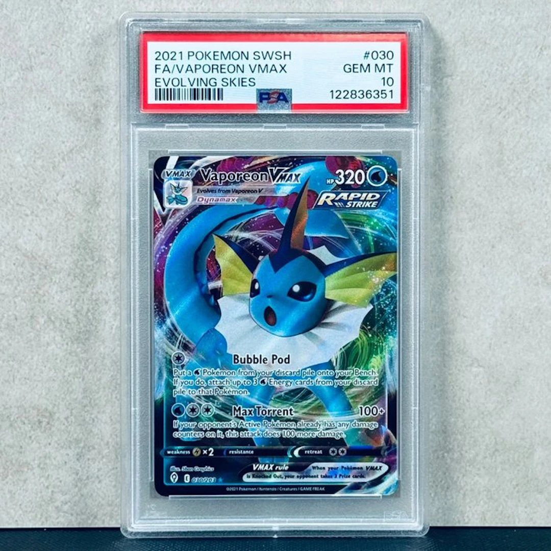 Pokémon Graded card - FA/VAPOREON VMAX #030 - Pokémon - PSA 10