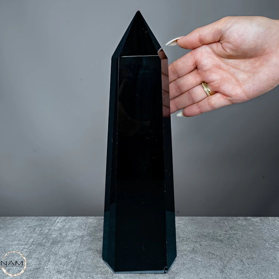 Natural black obsidian Obelisk, Mexico- 2056.27 g