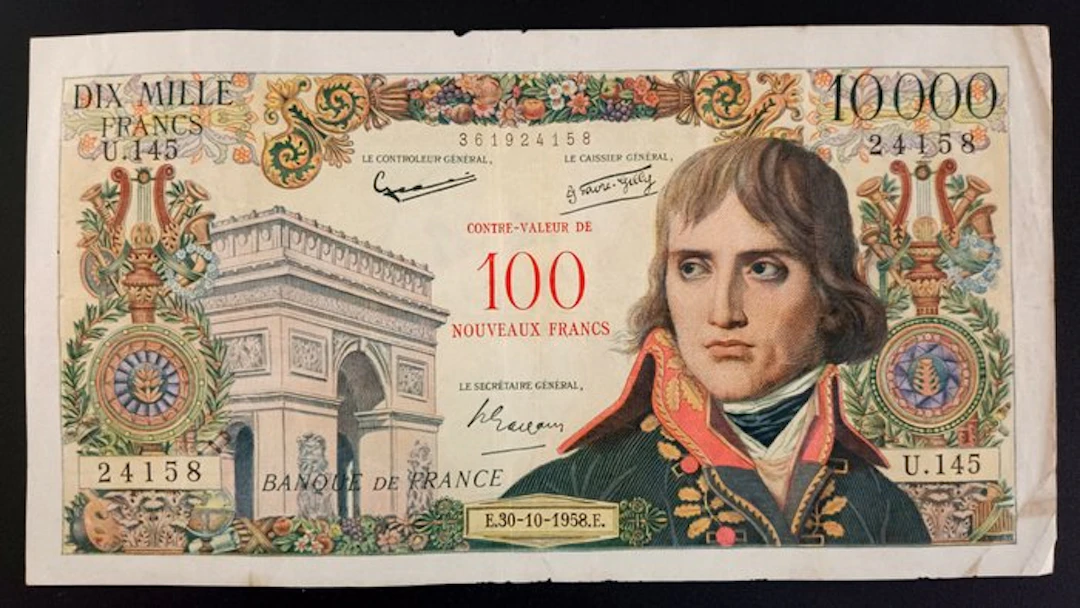 France. - 100 Nouveaux Francs sur 10 000 Francs...