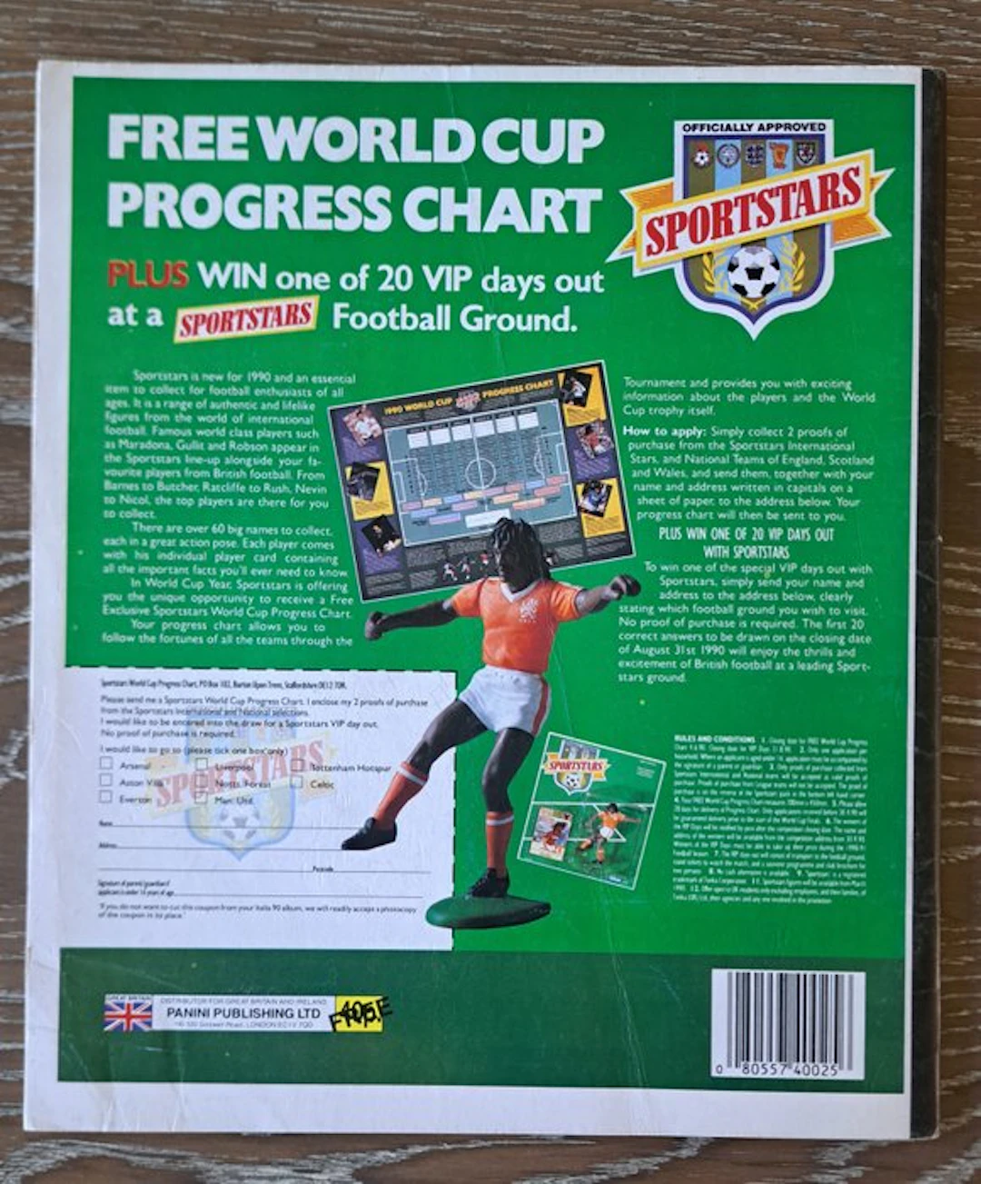 Panini World Cup Italia 90- British Sportstars Edition...