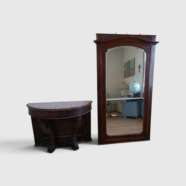 Console table (2) - Wood - with upper mirror