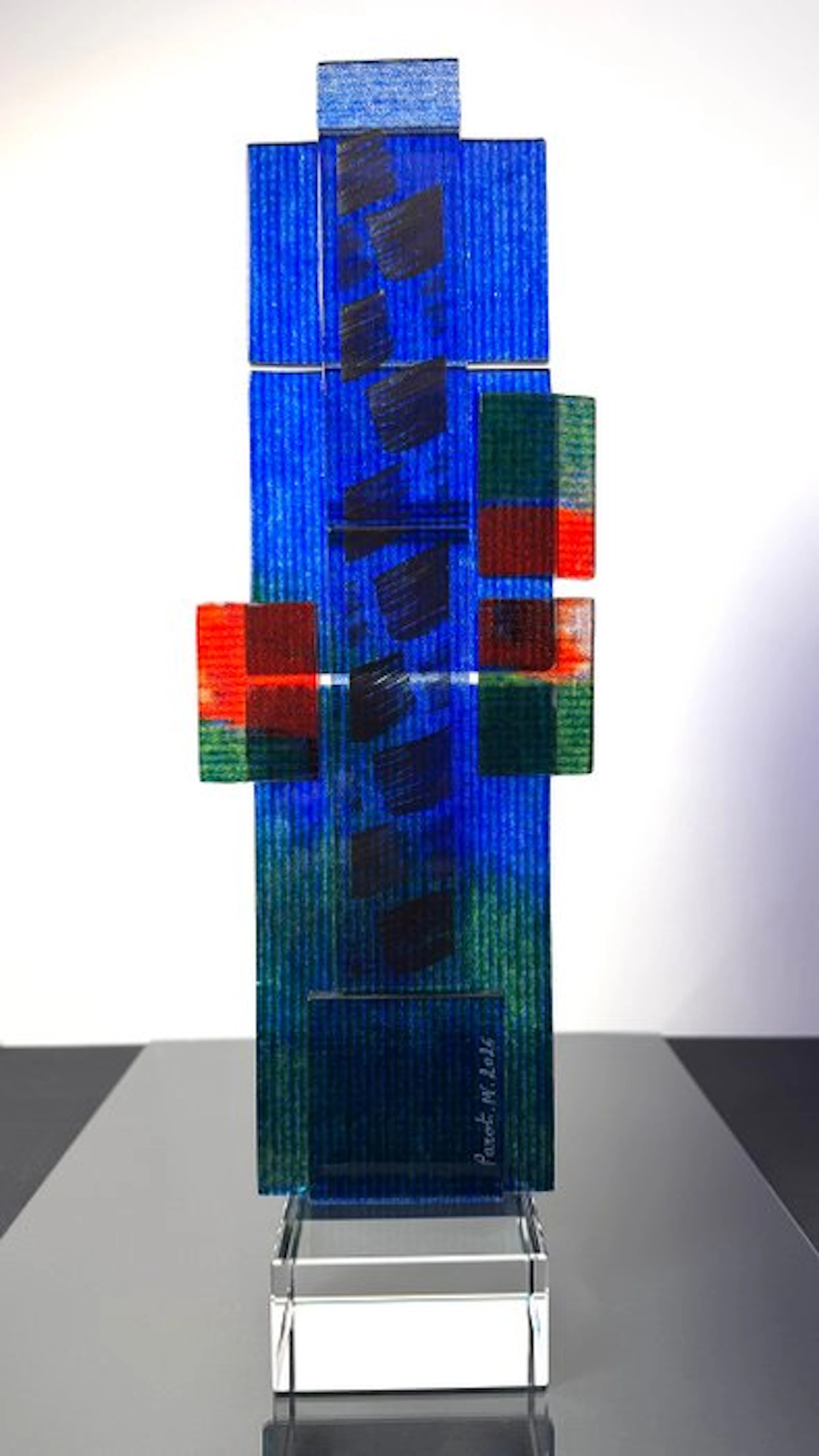 Maxence Parot - Vase - Unique sculpture colors 40 cm - Glass, Crystal