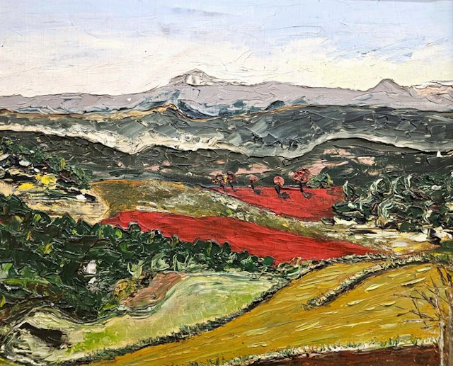 Benjamín Palencia (1894-1980) - Círculo de - Red Fields and Mountains