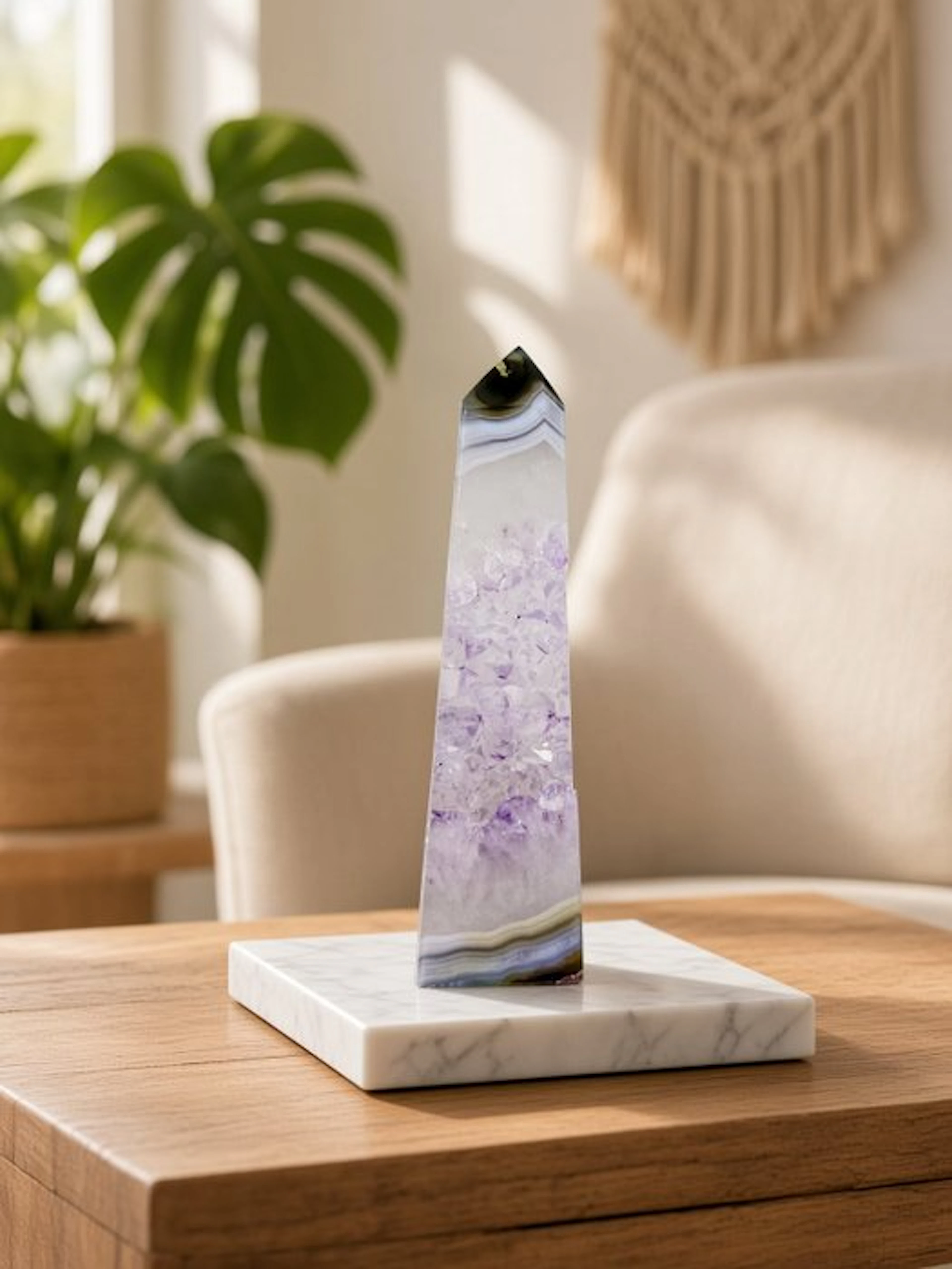 Amethyst Obelisk with Agate Banding – Natural