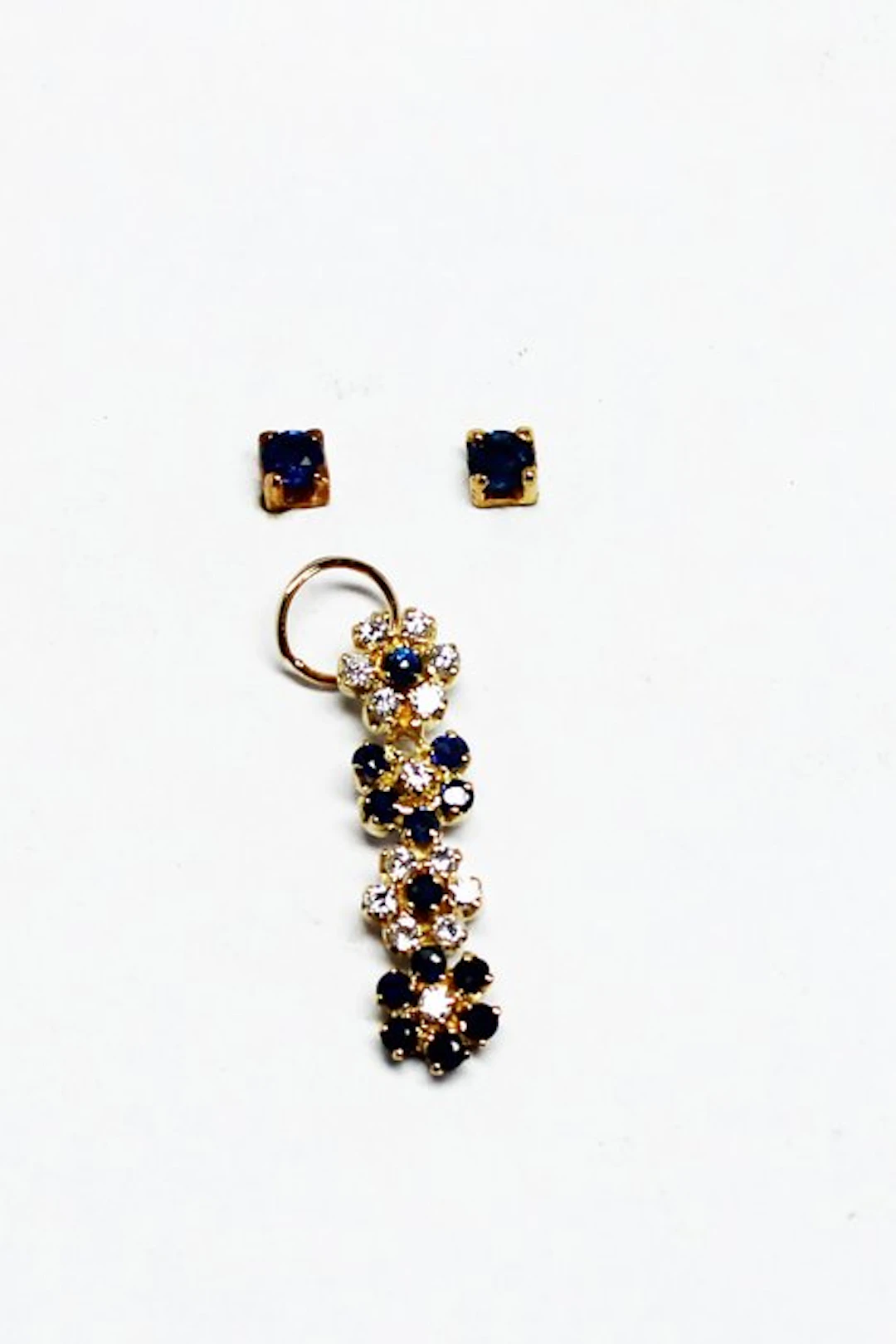 No reserve price - Earrings - 18 kt. Yellow gold Sapphire - Diamond
