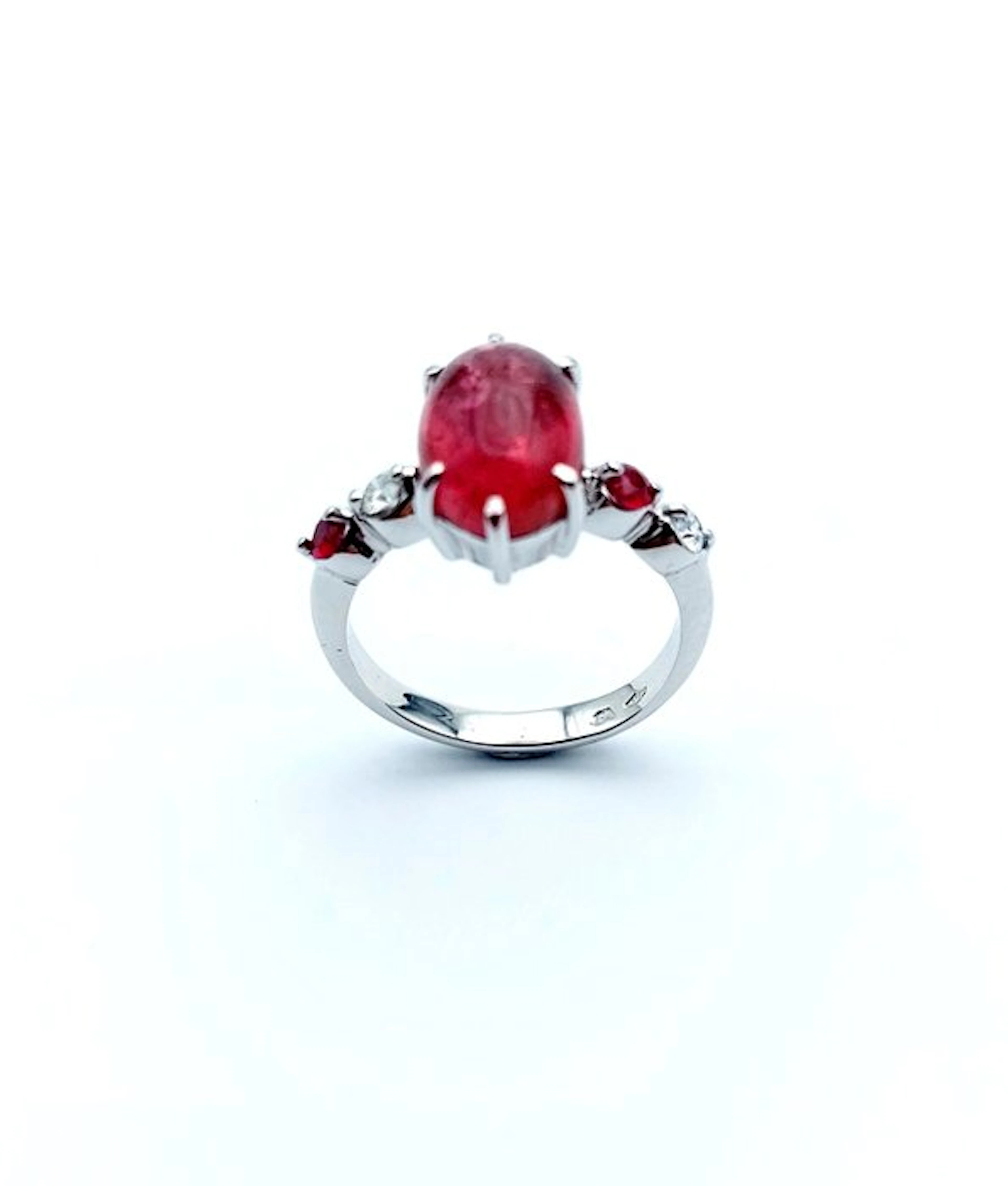 Ring - 14 kt. White gold Tourmaline - Diamond