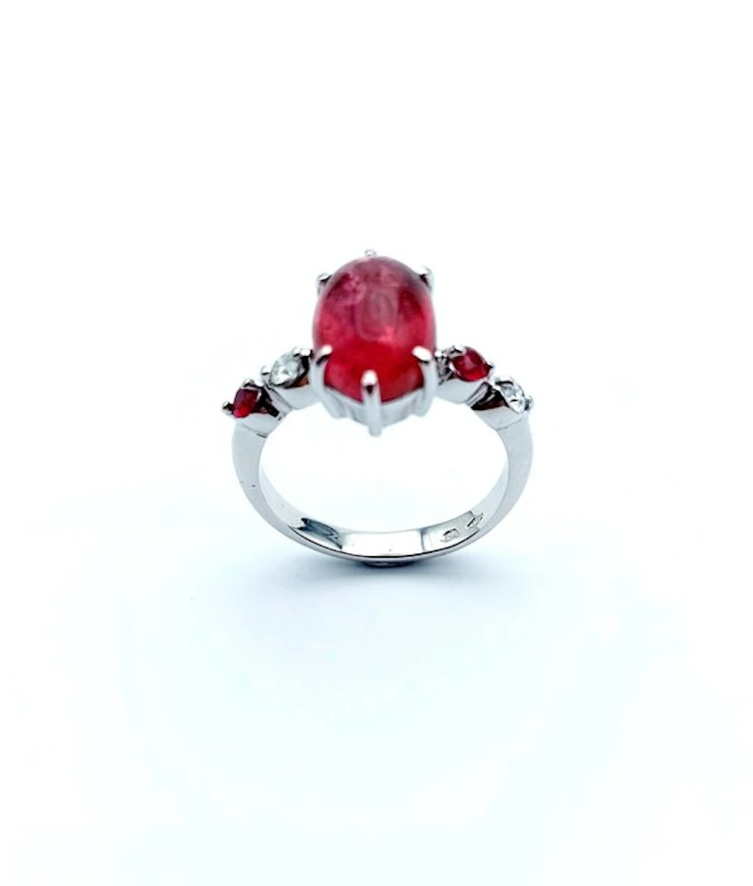 Ring - 14 kt. White gold Tourmaline - Diamond