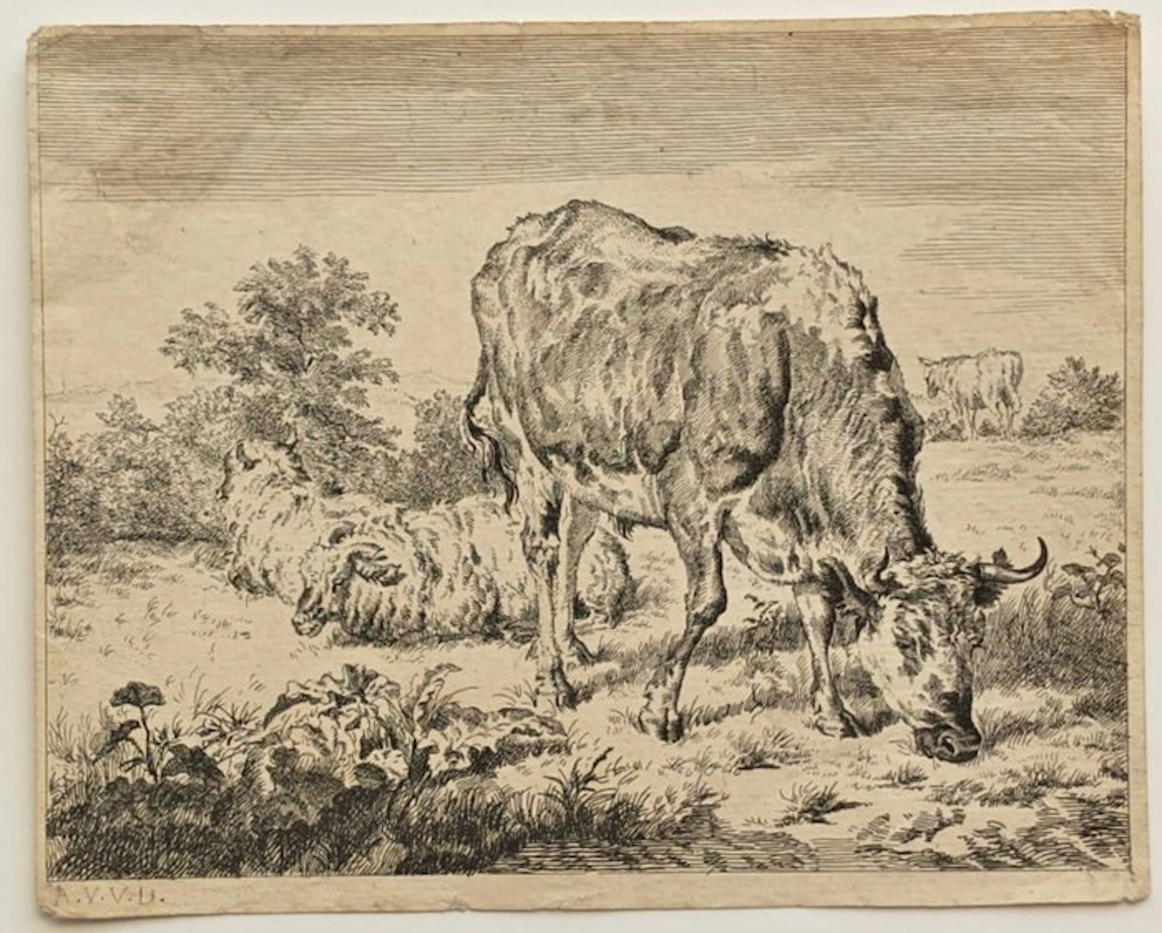 Adriaen van de Velde (1636–1672) - The Spotted Bull and Three Sheep