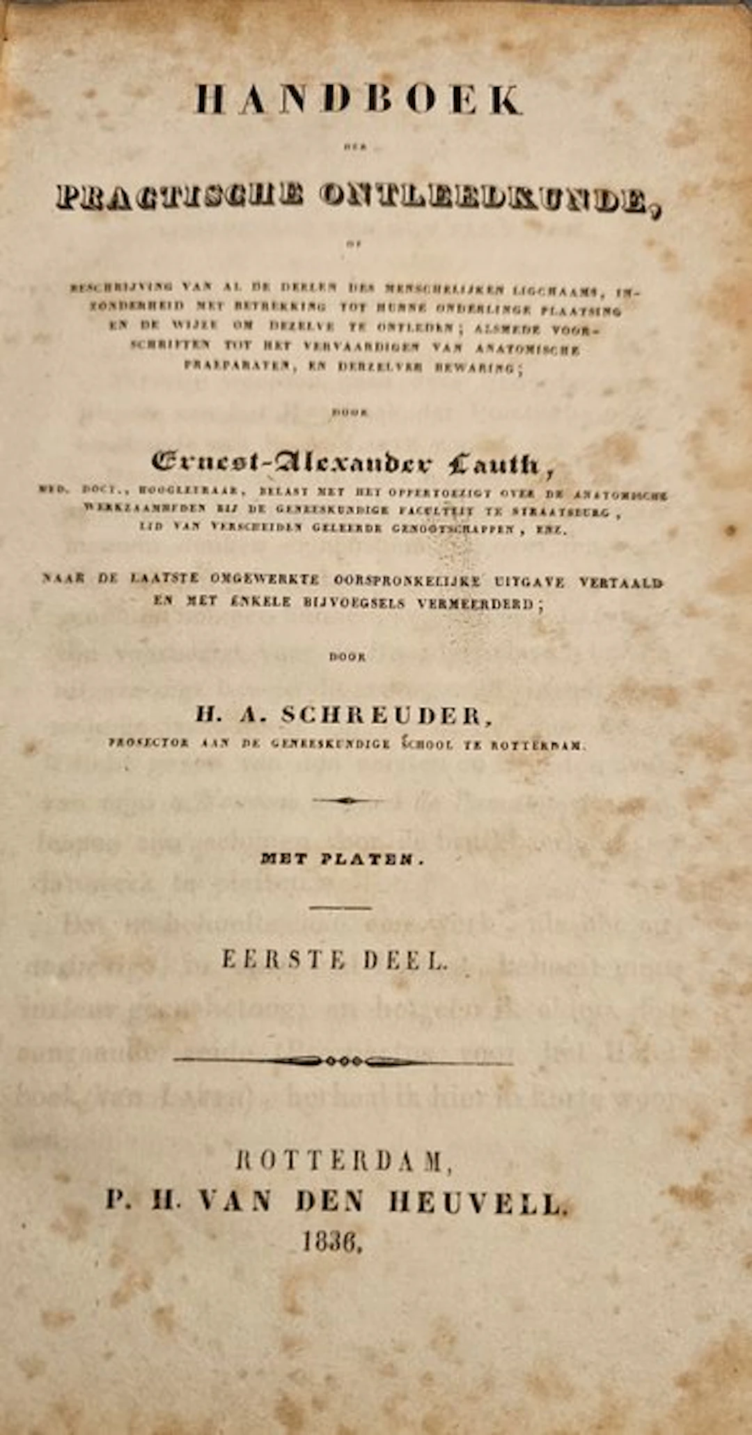 H. A. Schreuder - Handboek der practische ontleedkunde - 1836