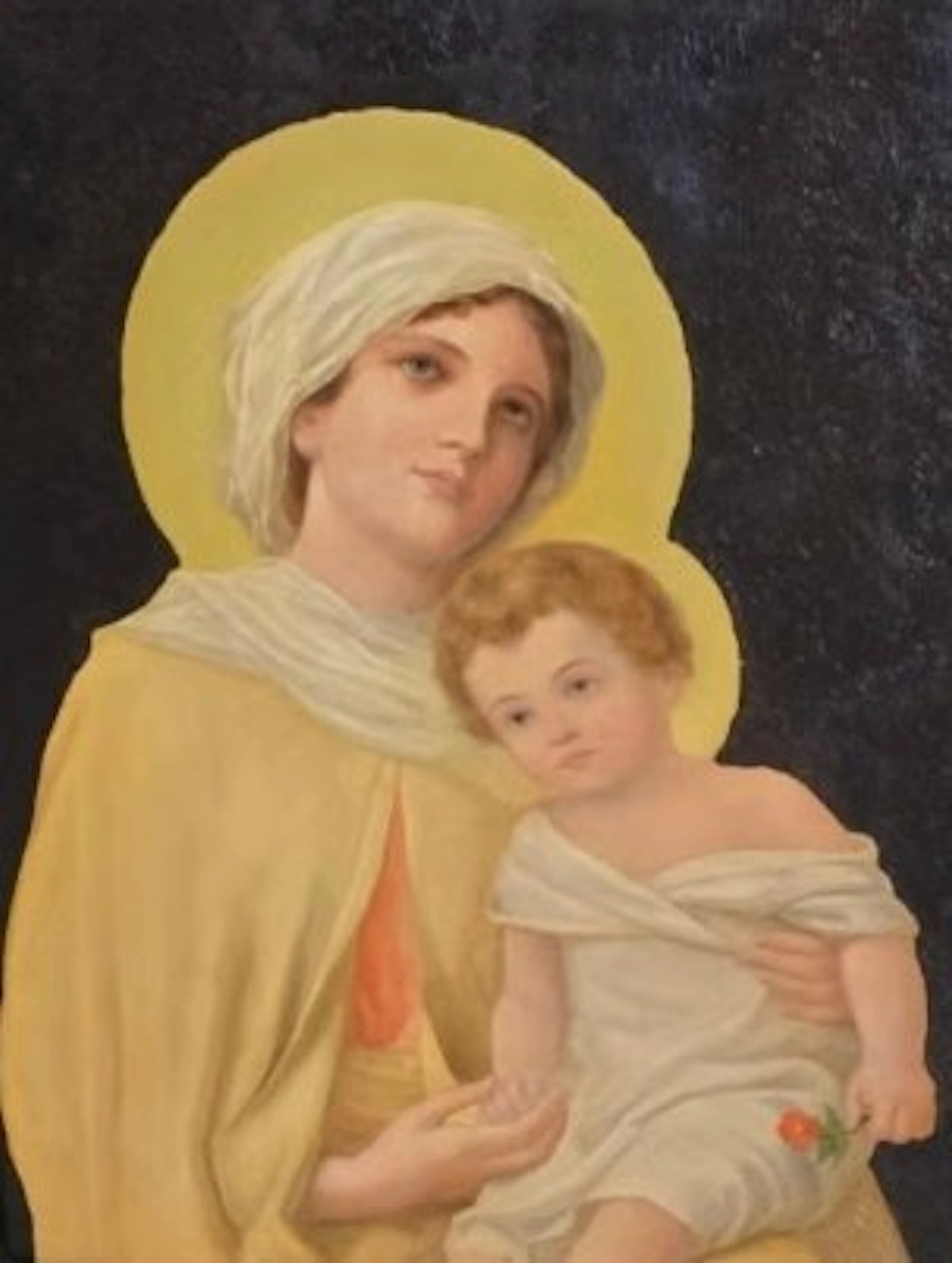 Italiaanse school (XIX-XX) - Portret schilderij Madonna met kind