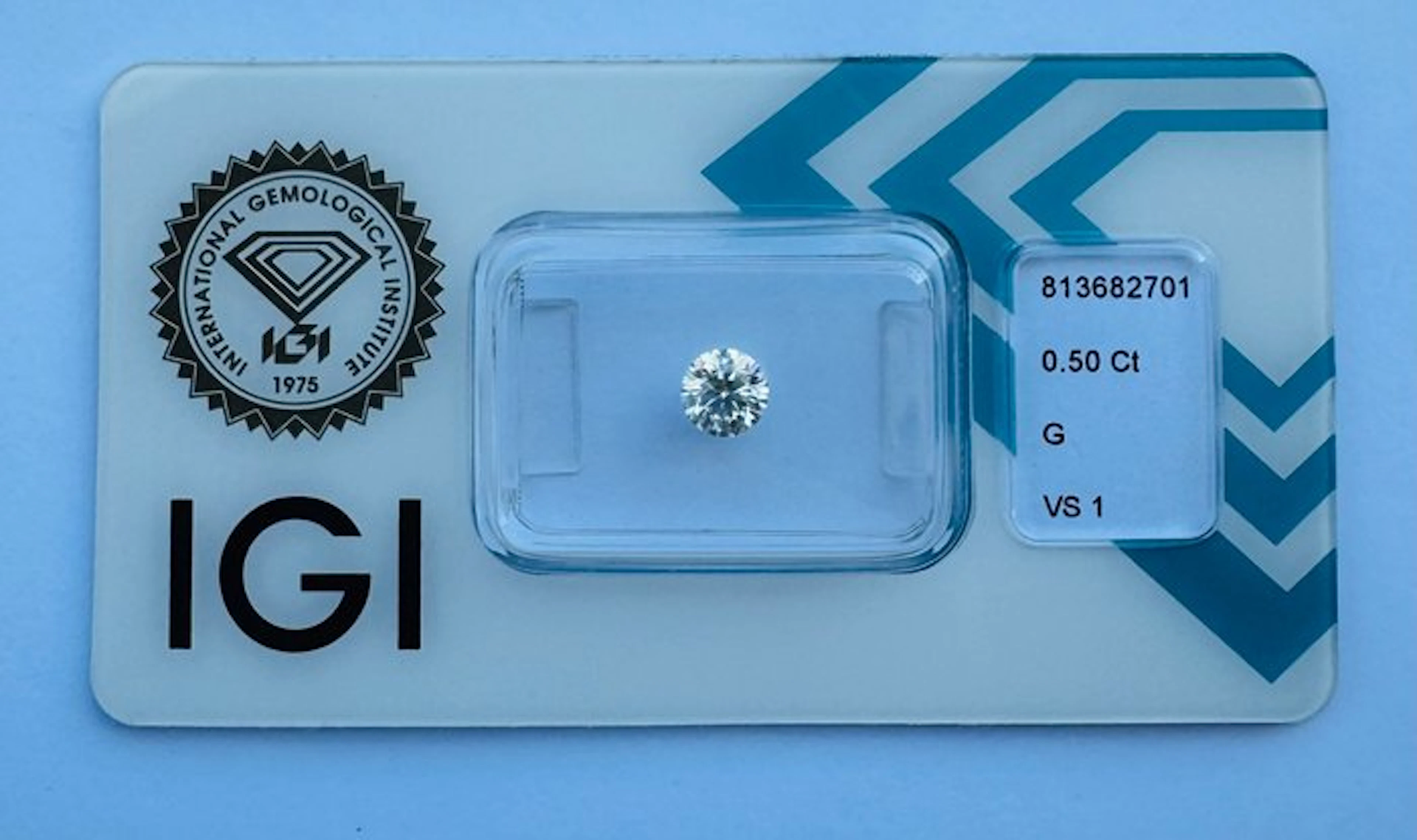 1 pcs Diamond (Natural) - 0.50 ct - Round - G - VS1...