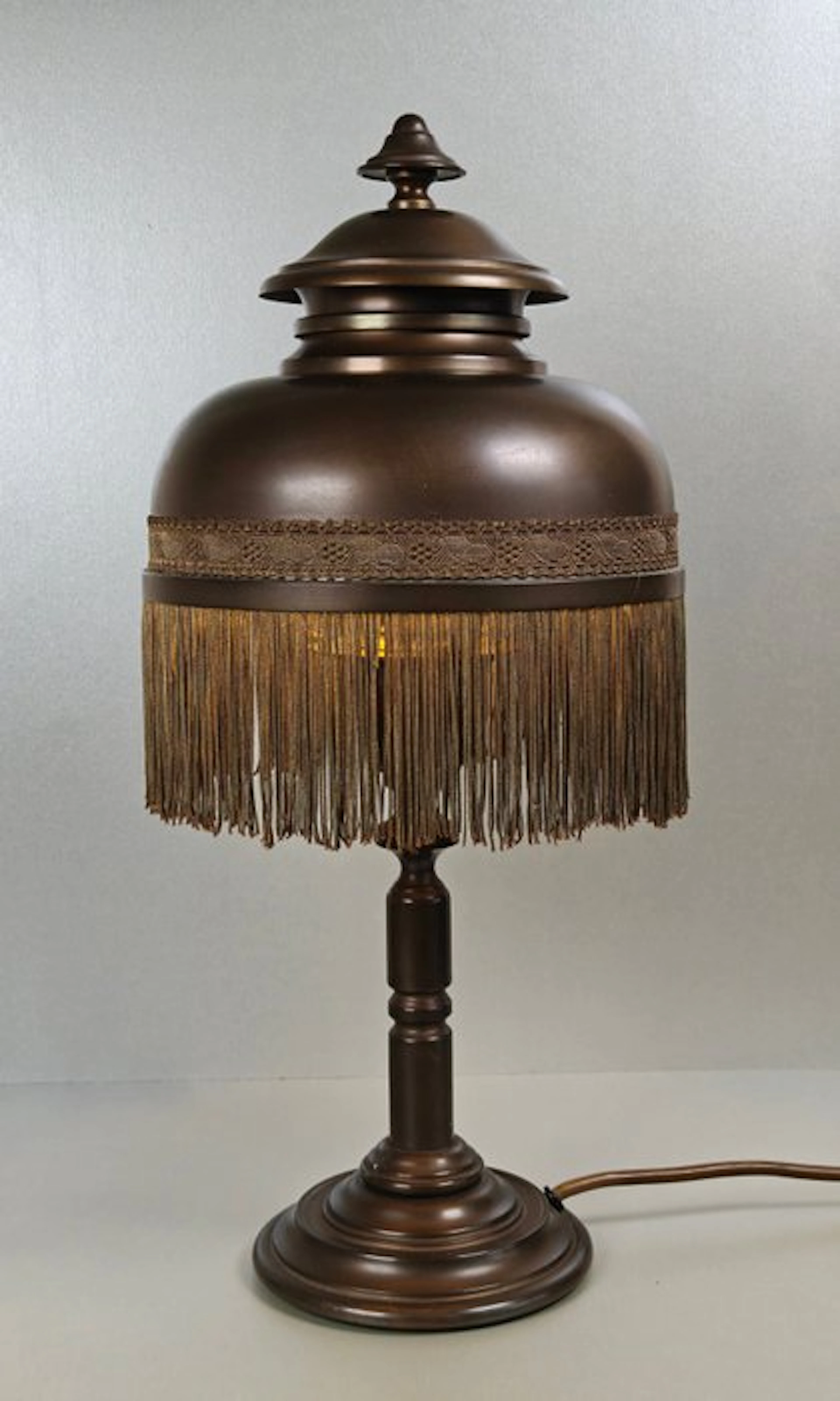 Table lamp - Copper table lamp with fringe - Copper