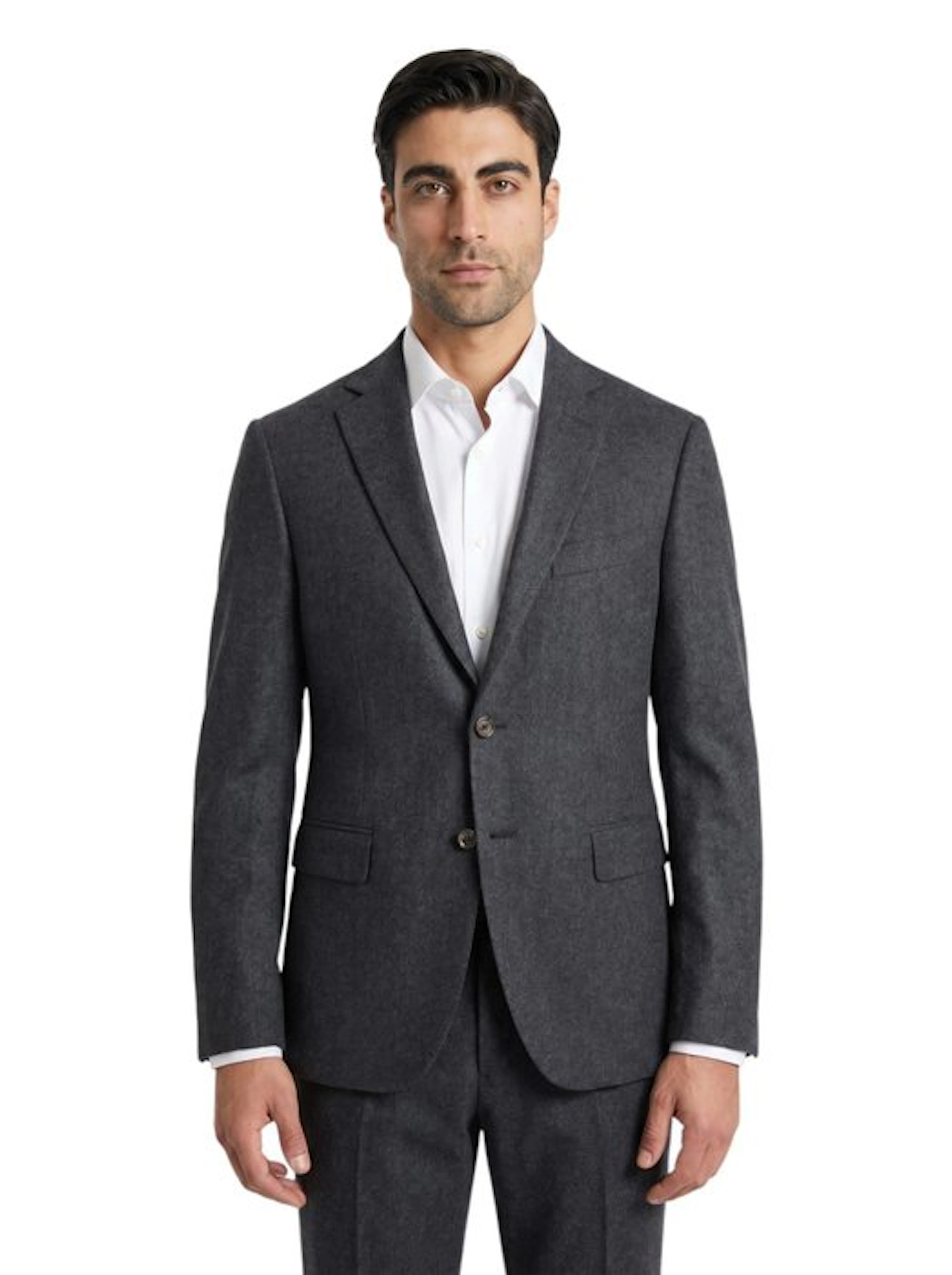 SANTANIELLO - 46 IT - Suit Gray Flannel Wool VITALE...