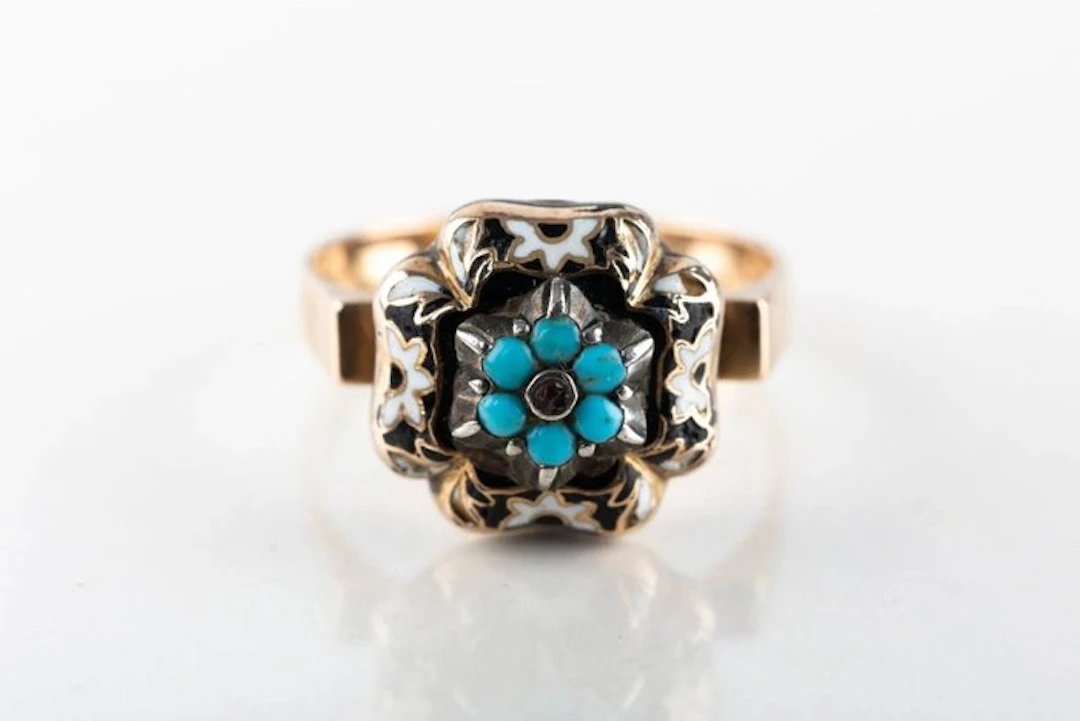 Ring - 18 kt. Yellow gold Turquoise - Turquoise