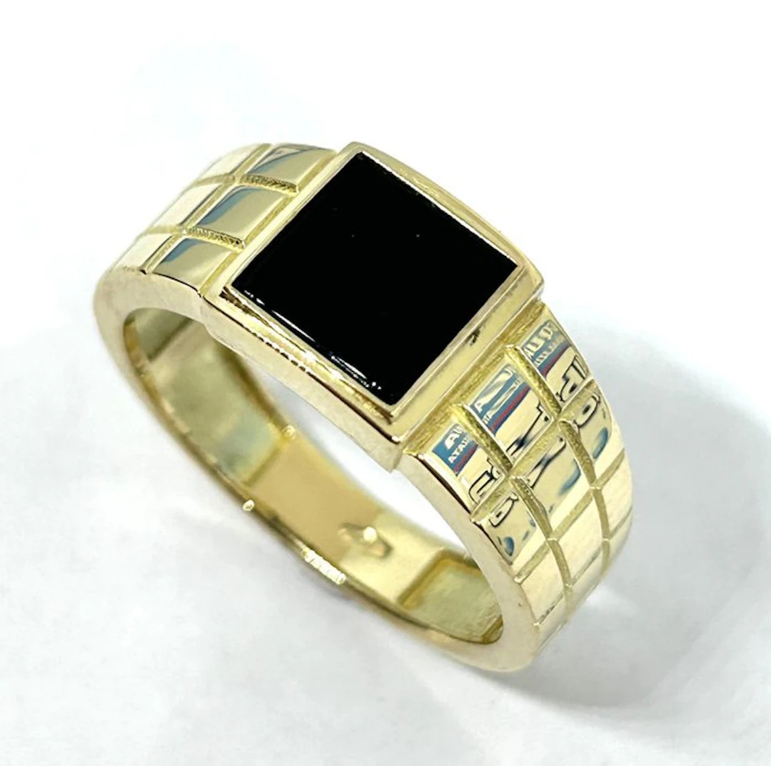 Ring - 18 kt. Yellow gold - 1.50ct. tw. Onyx - Onyx