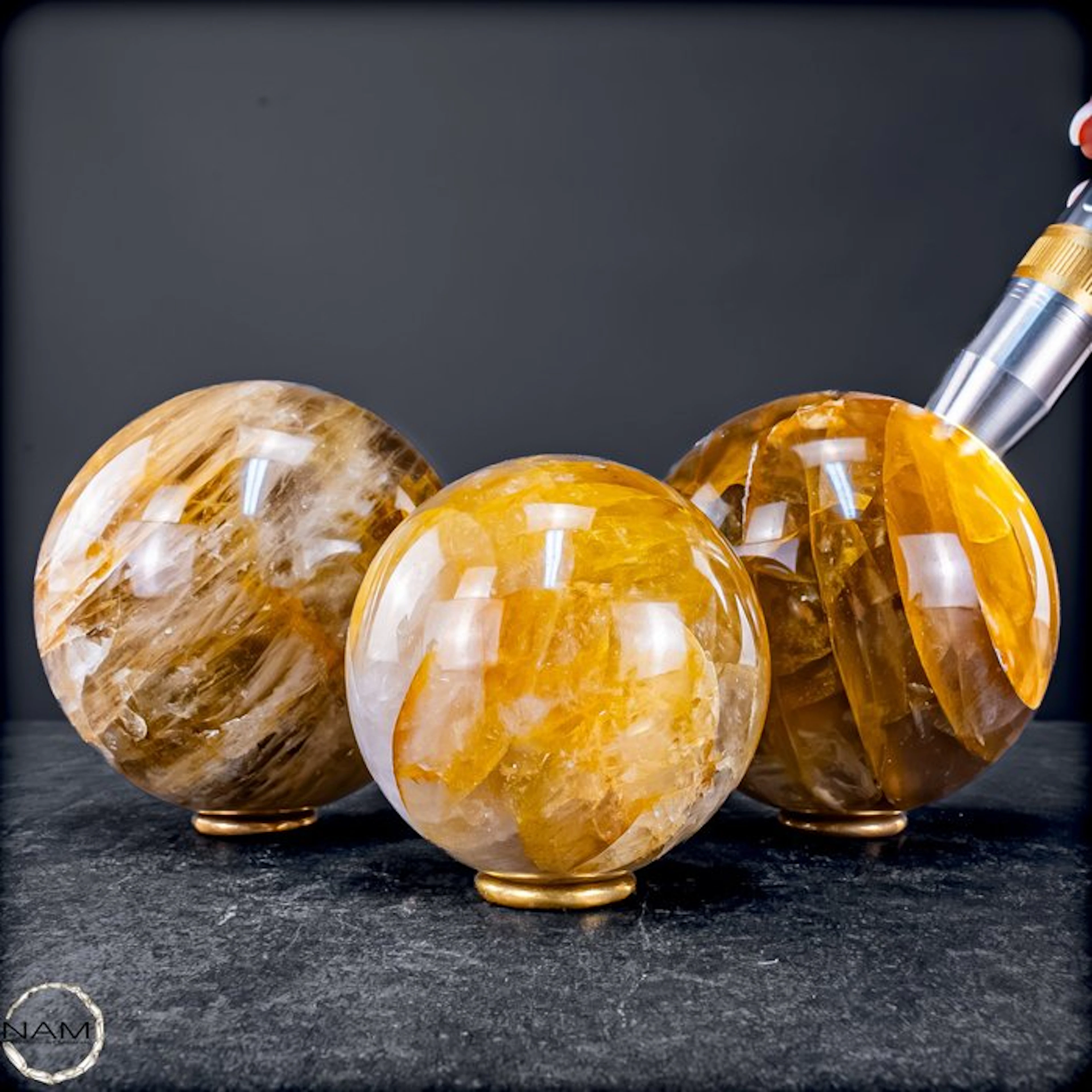 Radiant Golden Healer Quartz Sphere Set From Brazil –...