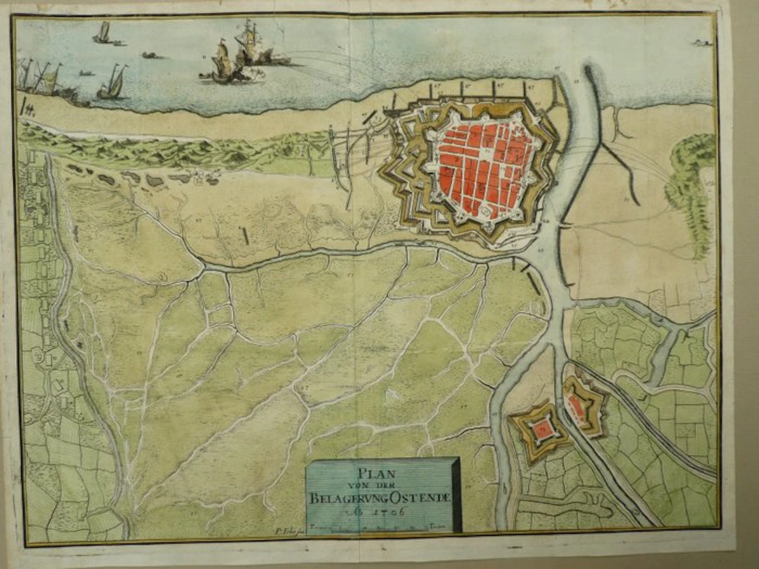 Belgium - Oostende; M. Merian - Plan von der Belagerung Ostende - 1701-1720