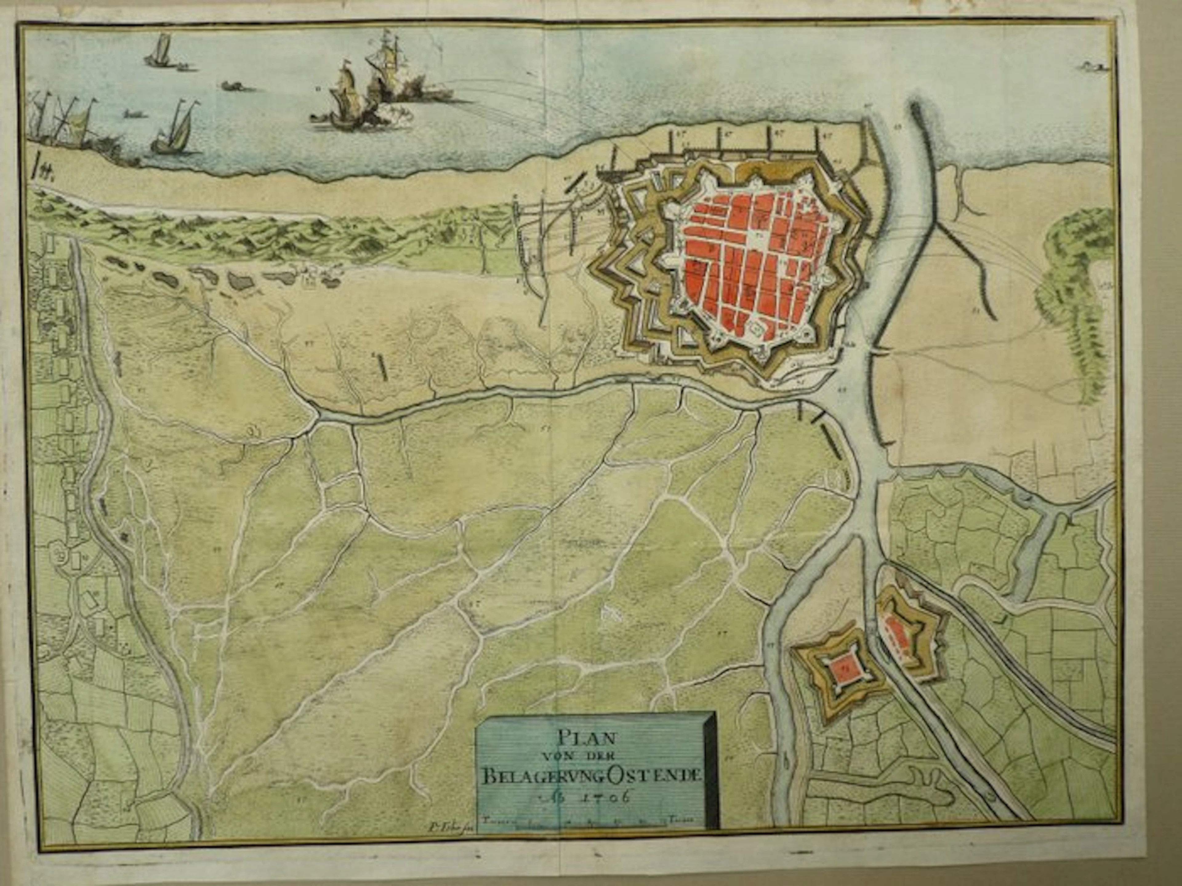 Belgium - Oostende; M. Merian - Plan von der Belagerung Ostende - 1701-1720