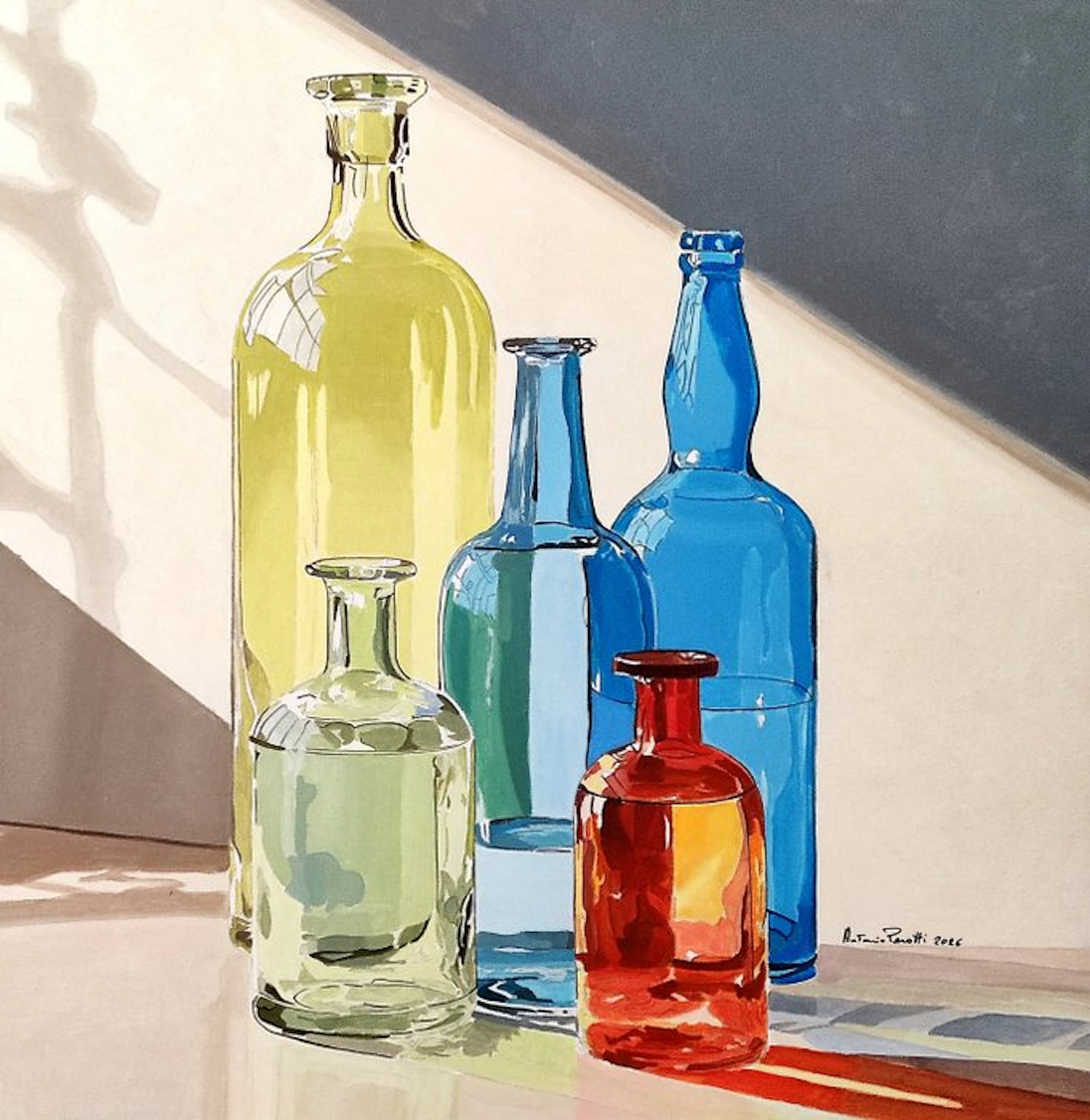 Antonio Perotti - Still Life Bottiglie in vetro