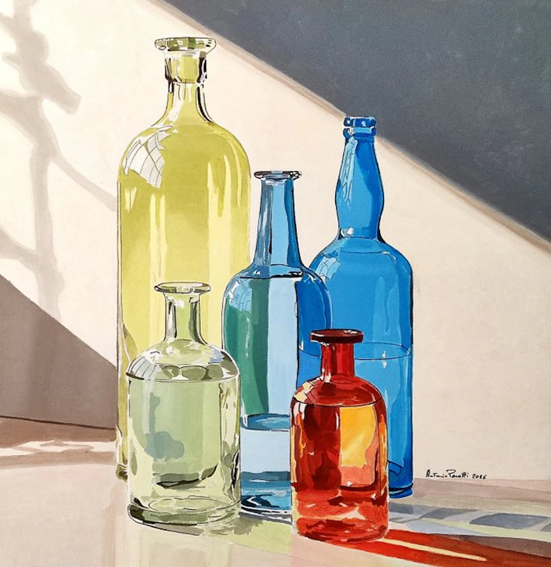 Antonio Perotti - Still Life Bottiglie in vetro