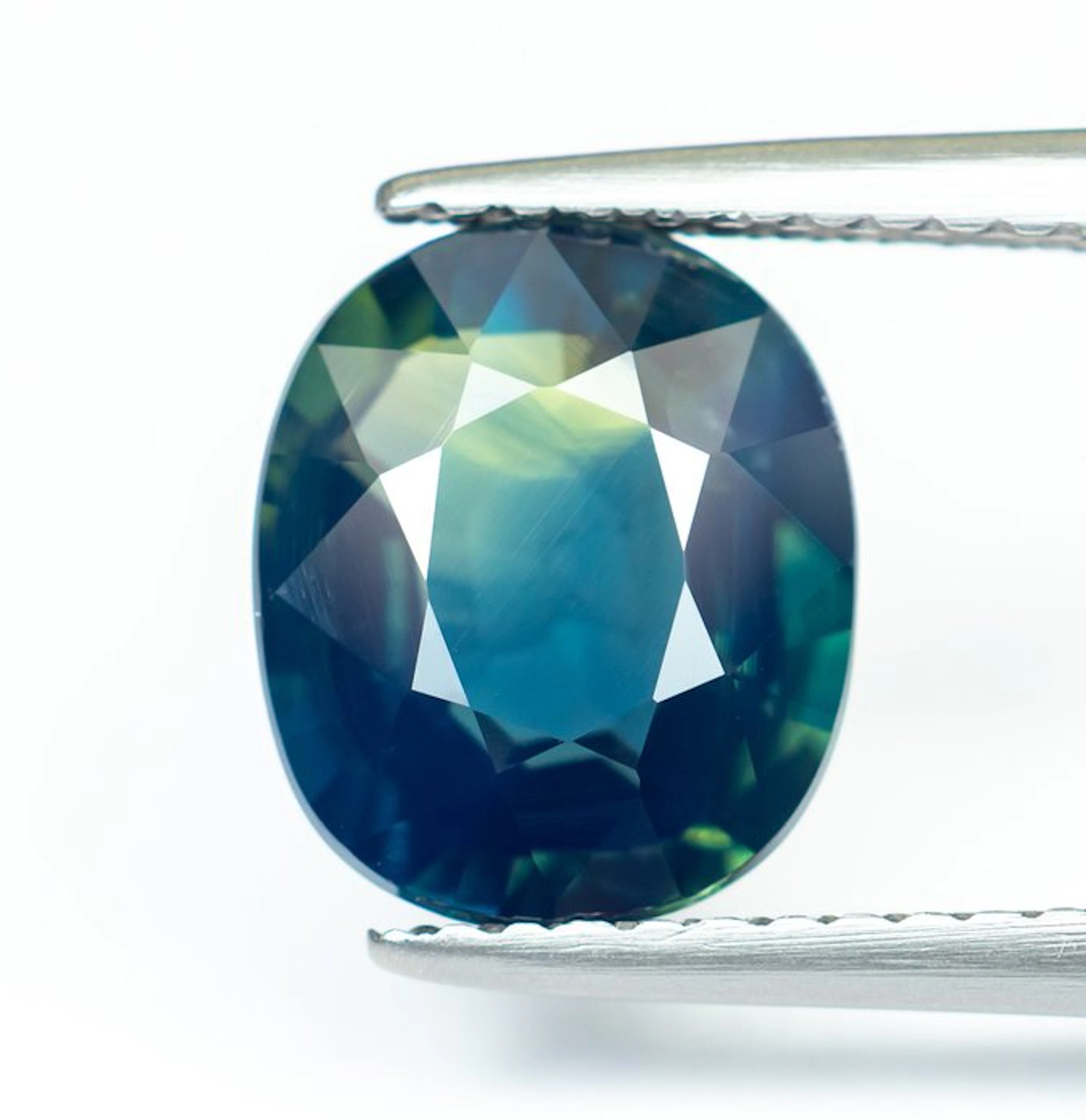 No reserve price Sapphire - 3.10 ct - Bellerophon Gemlab - Deep Greenish Blue