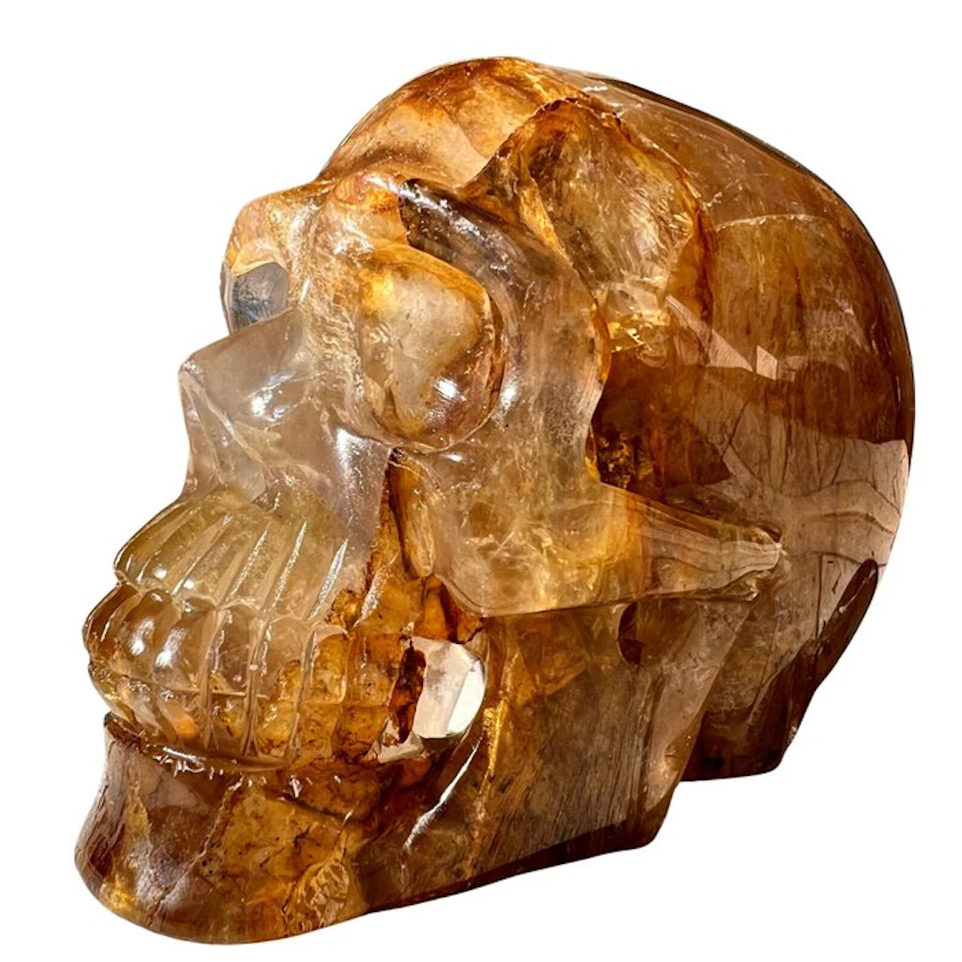 Golden Healer Quartz Skull - Premium - XXL Carving...