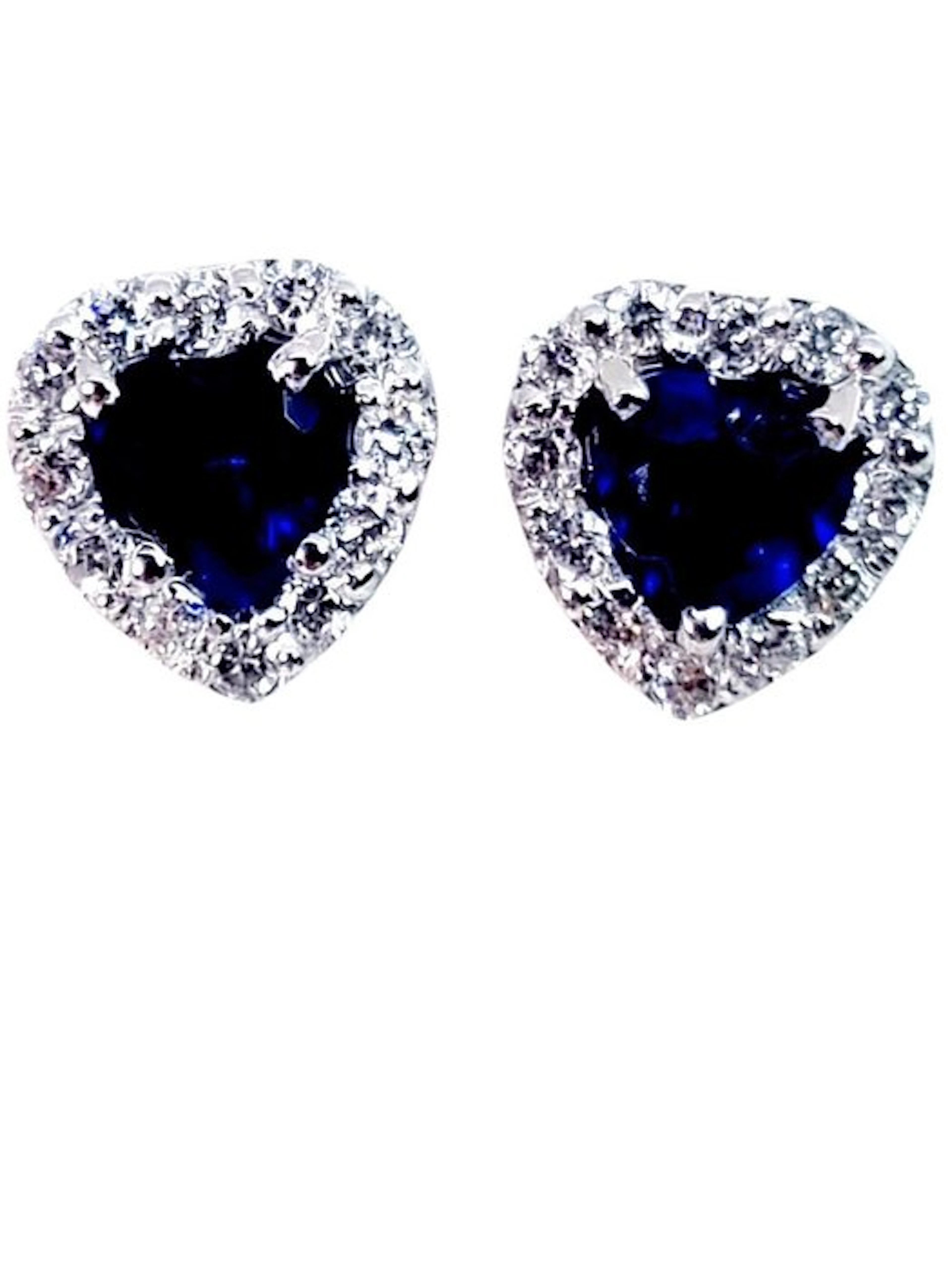 Earrings - 18 kt. White gold Sapphire - Diamond