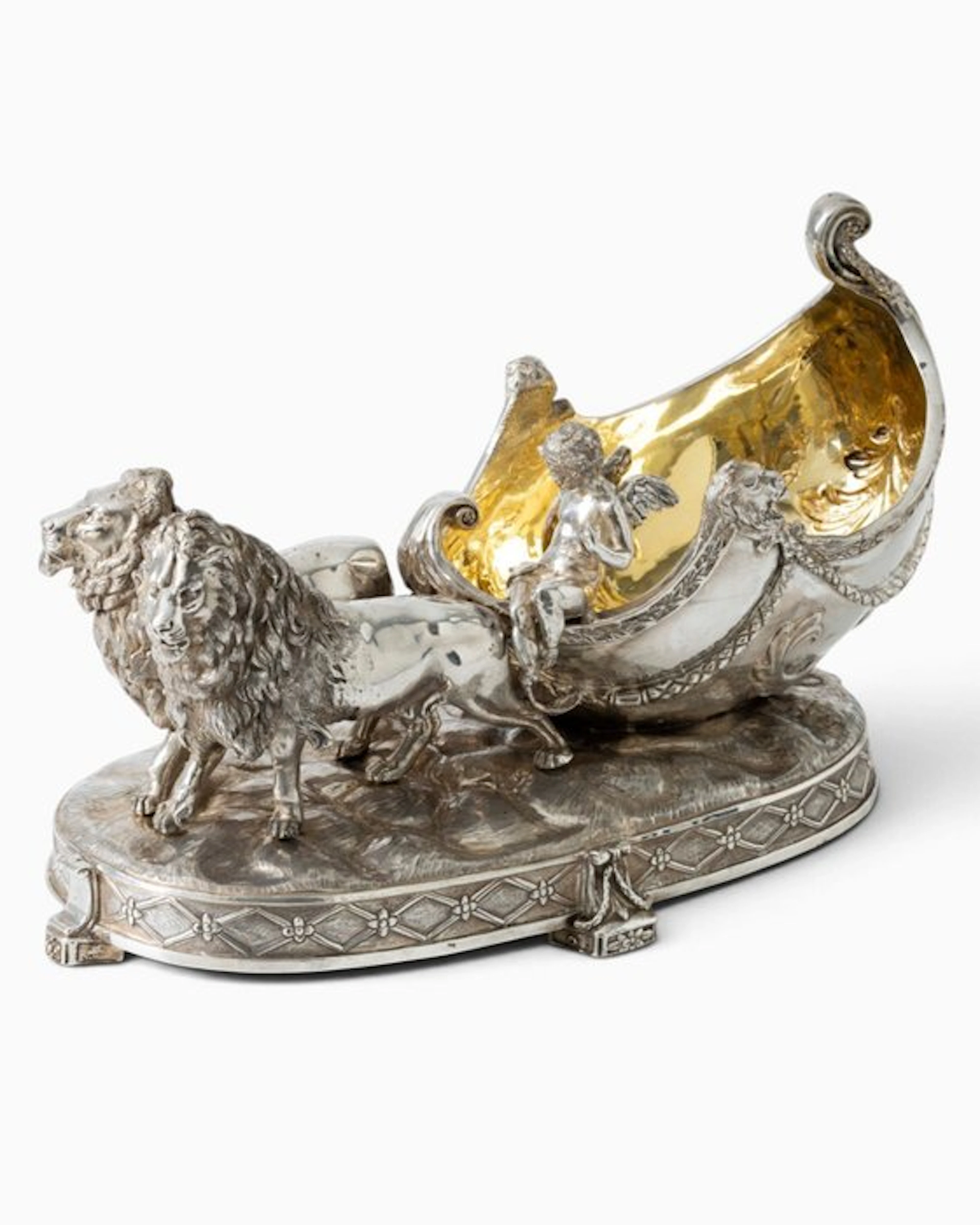 Pronkstuk 'Leeuwen & Putto' - Centrepiece - .925 silver