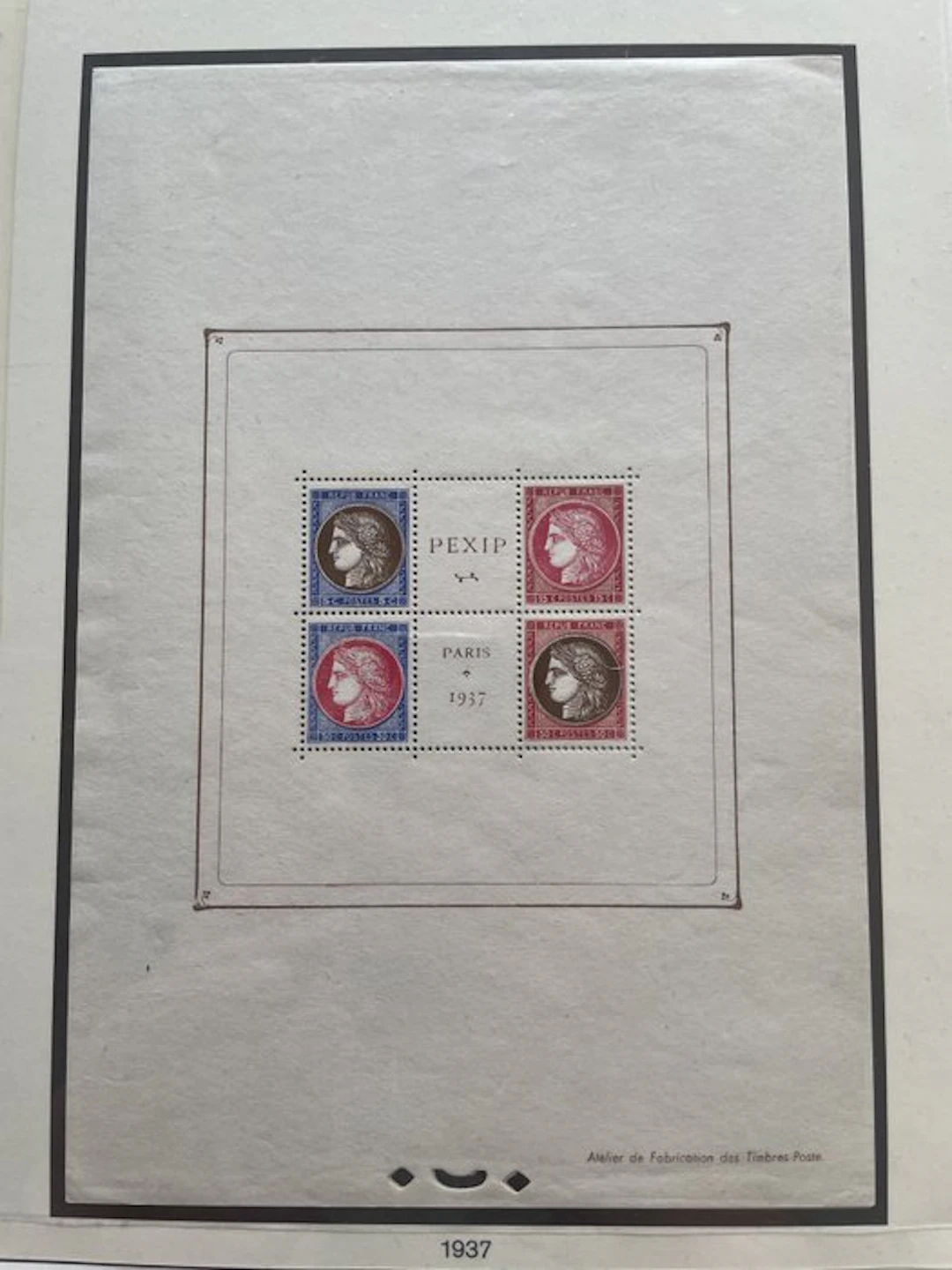 France 1937 - neuf sans charniere, bloc pexip - Yvert Bloc n°3