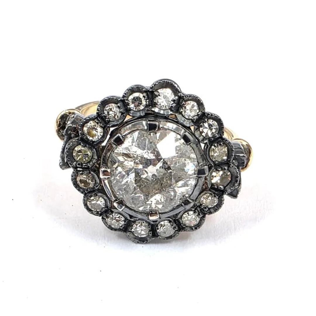 Ring - 18 kt. Yellow gold, Silver - 2.82ct. tw. Diamond (Natural) - Diamond