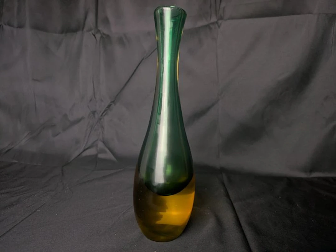 Murano Somerso - Vase - Glass - Green to amber bud vase