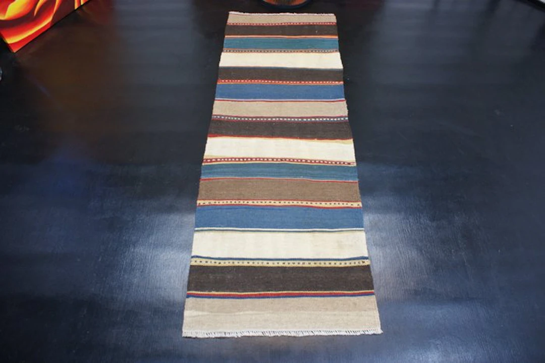 Handwoven Turkish vintage kilim rug runner