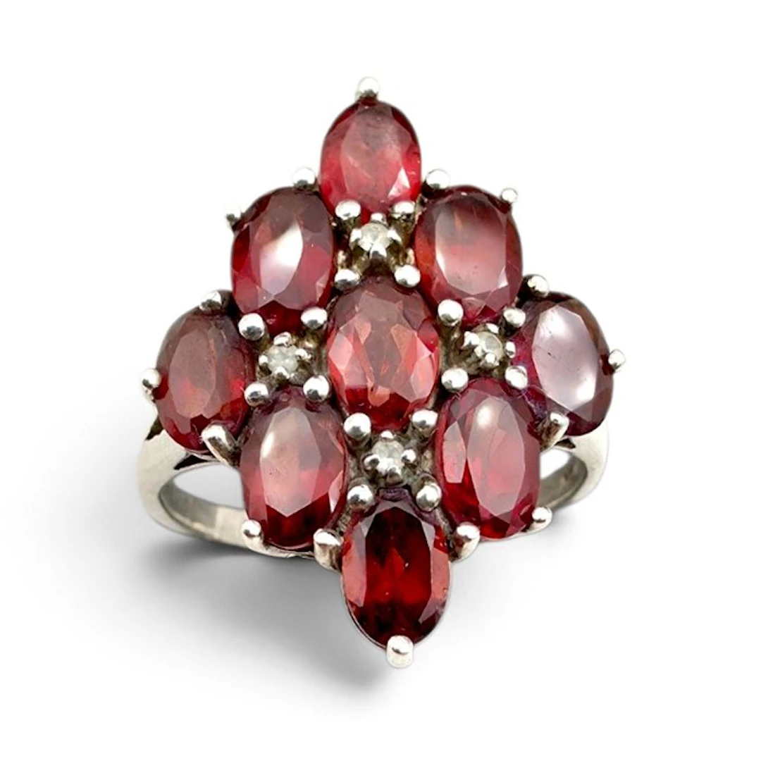No reserve price - Ring Silver - Garnet