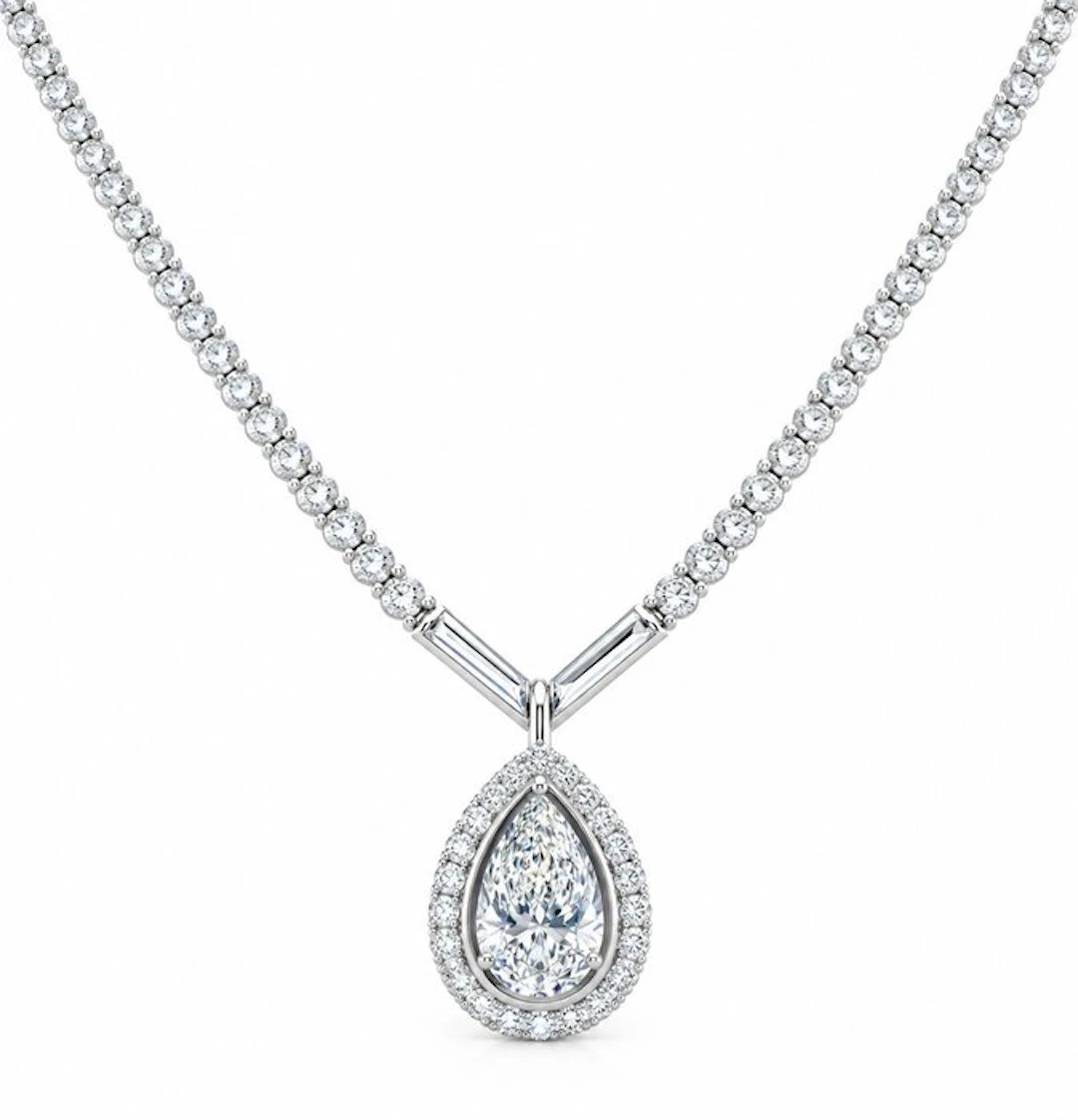 Necklace - 14 kt. White gold - 8.10ct. tw. Diamond (Lab-grown) - Diamond