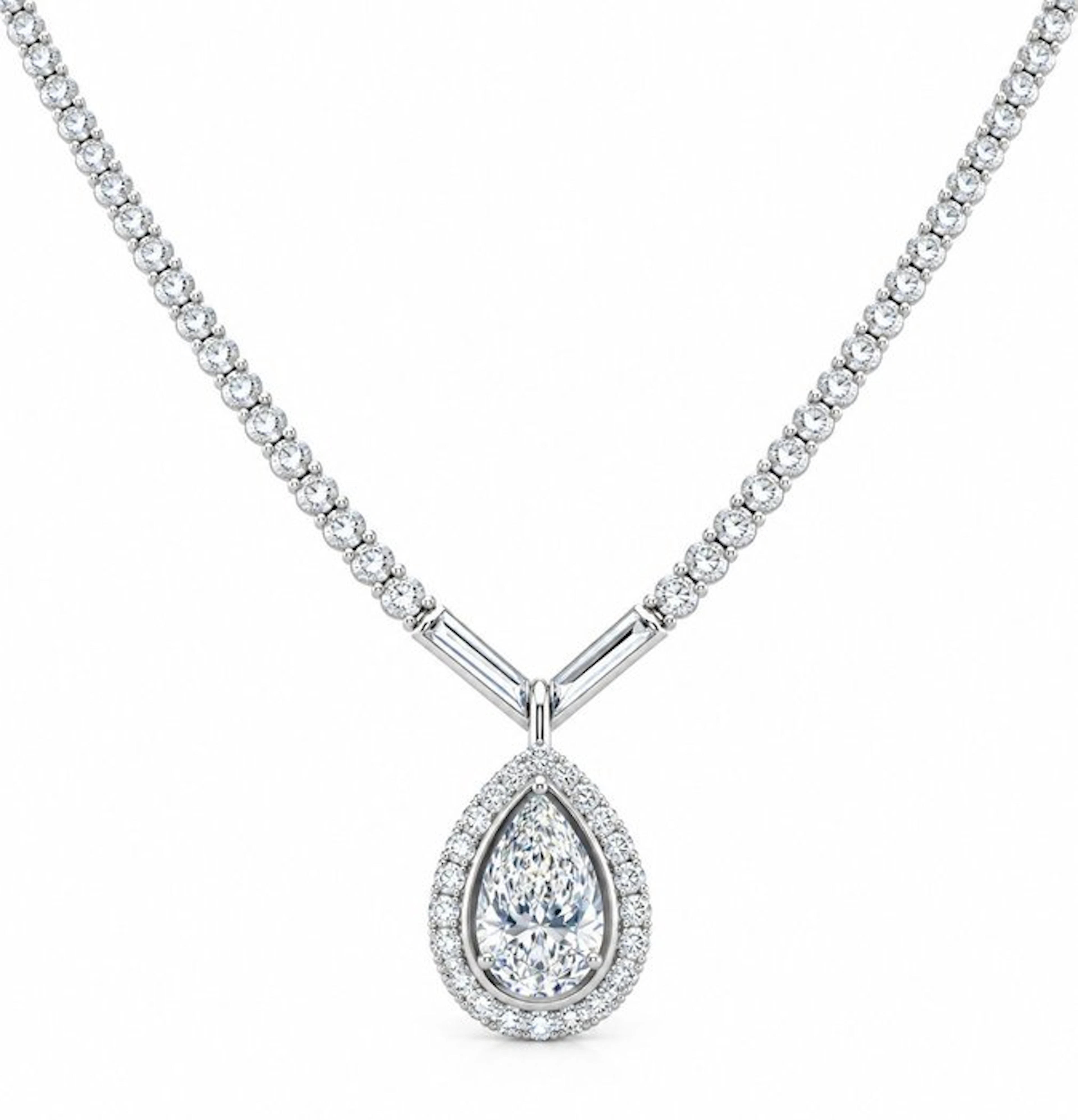 Necklace - 14 kt. White gold - 8.10ct. tw. Diamond (Lab-grown) - Diamond
